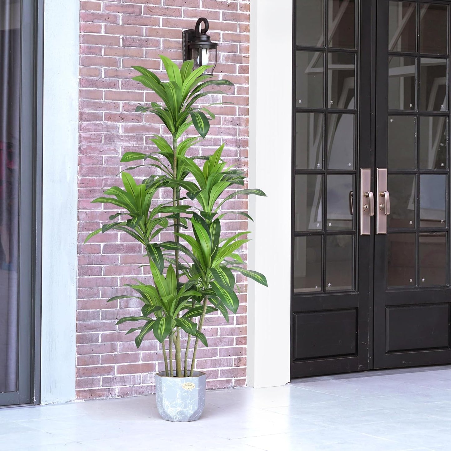 Artificial Plants 6Ft Dracaena Fragrans Faux Trees with 8 Heads Fake Tree for Home Decor Indoor or Outdoor Office Decoration Housewarming Gift