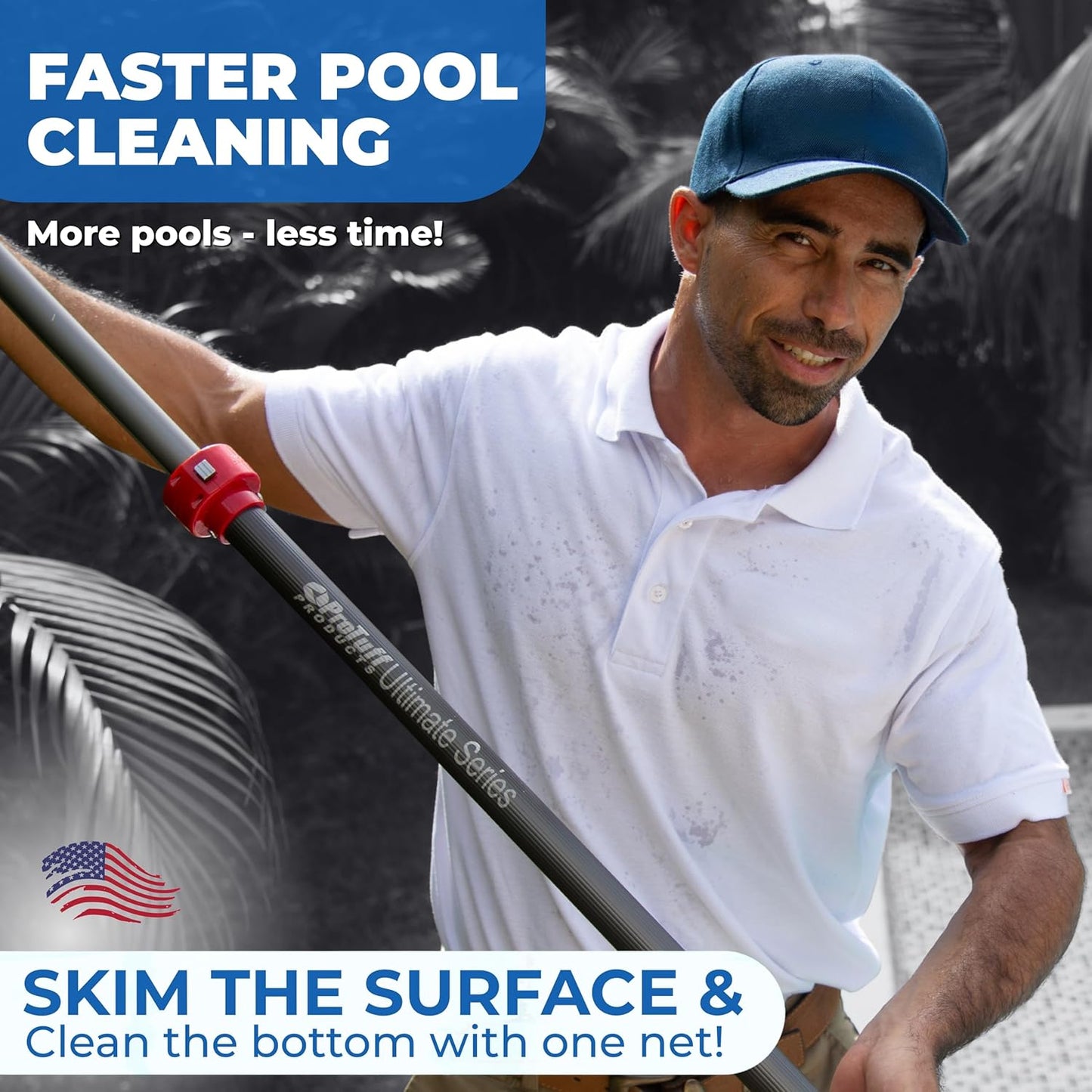 ProTuff 19" Fine Pool Net for PROS – “490 Promise” Unlimited Unconditional Replacement – Cleans 3X Faster Than Vacuum – Wide Pool Skimmer Net with Deep Bag for Easy Maintenance of Leaves, Bugs, Debris