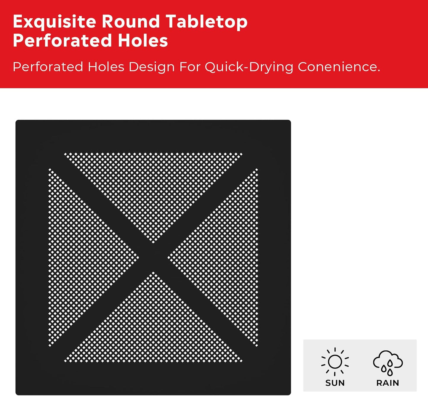 Breakfast Table Set for 4, HDPE Patio Square Dining Table and Stackable Chairs, Outdoor Small Patio Furniture Set All Weather for Backyard Porch Poolside, Black