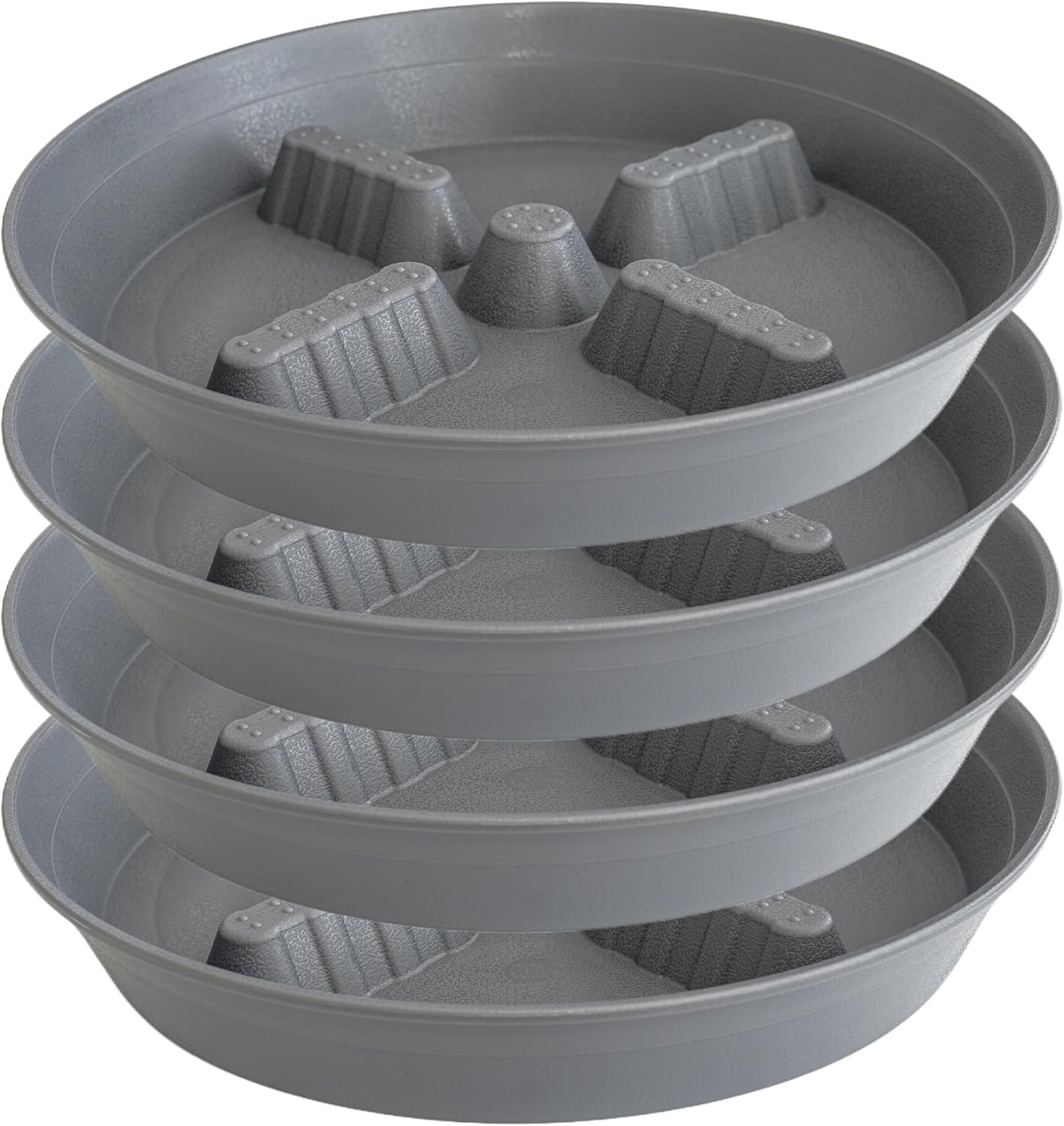 4 Pack Plant Saucer 8 inch, 10 12 14 17 inch, Plant Stand Plastic Plant Saucers for Indoors Outdoor, Heavy Duty Flower Planter Drip Trays for Pots, Pot Saucers for Plants, Grow Bags Saucers