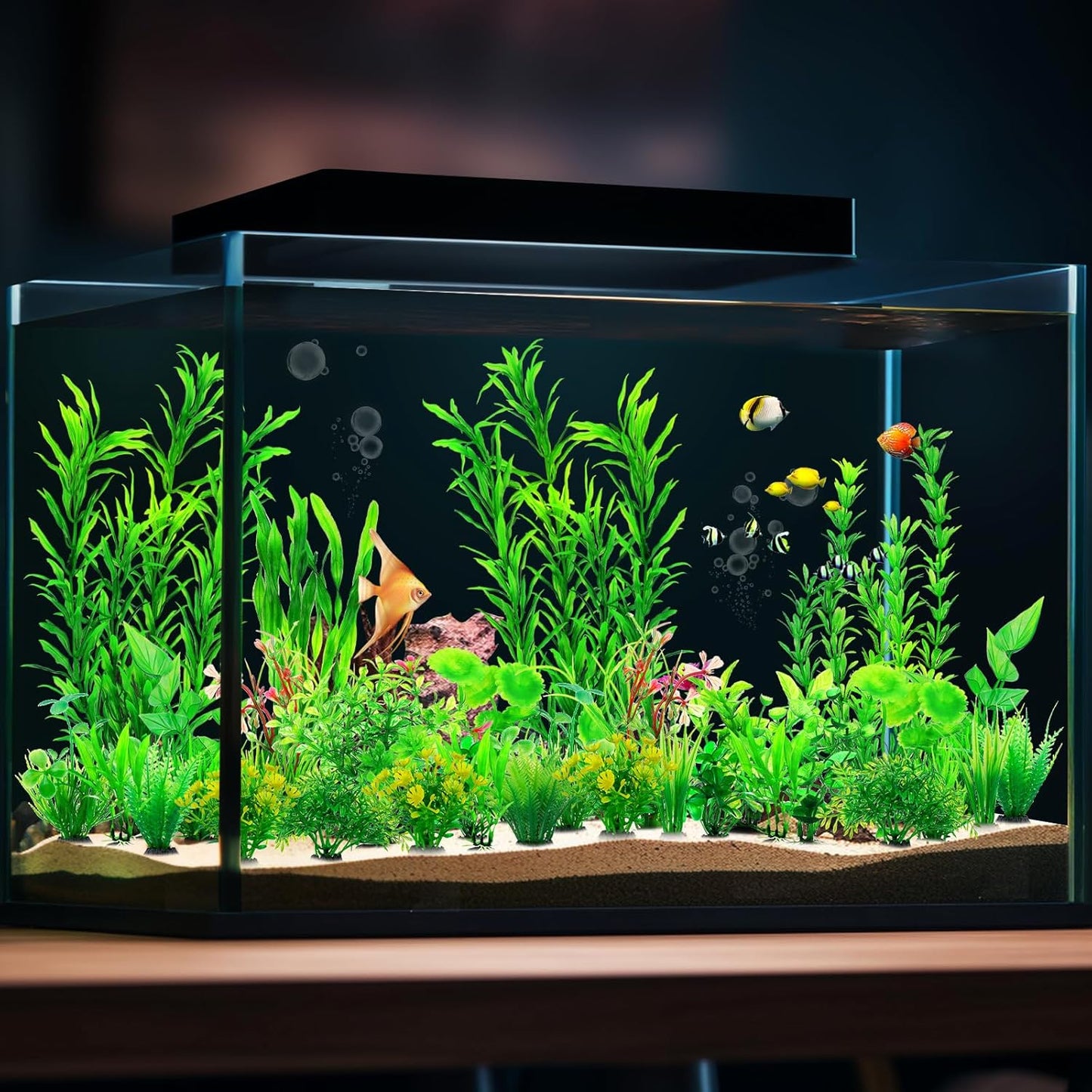 CousDUoBe 30pcs Fish Tank Accessories Aquarium Decorations Green Plants, Fish Tank Decor, Aquarium Decor Plastic Plants