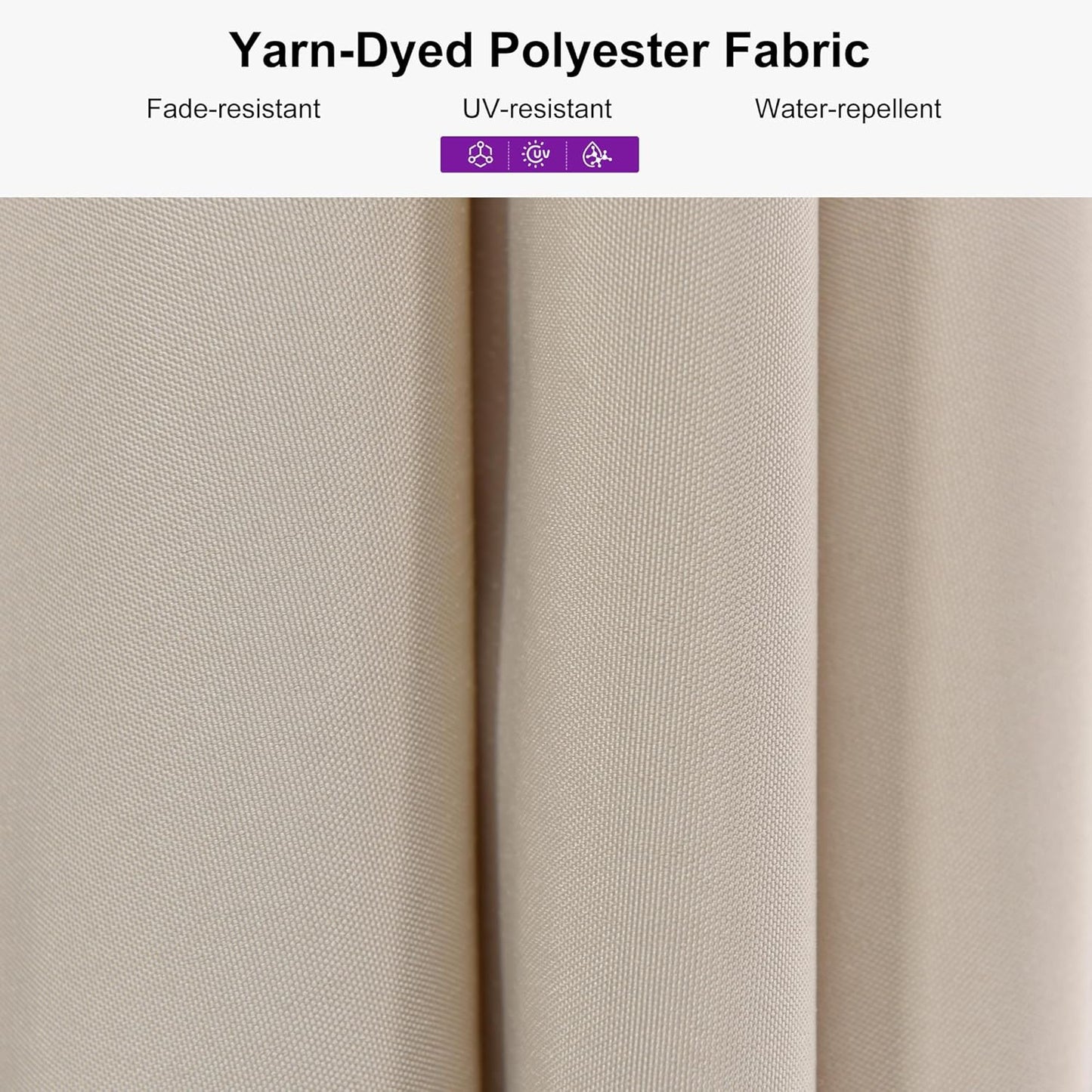 PURPLE LEAF 11 Feet Patio Umbrella Outdoor Table Umbrella Round Aluminum Market Umbrella with 8 Sturdy Ribs & Crank Commercial Outdoor Umbrellas for Garden Deck Patio, Beige