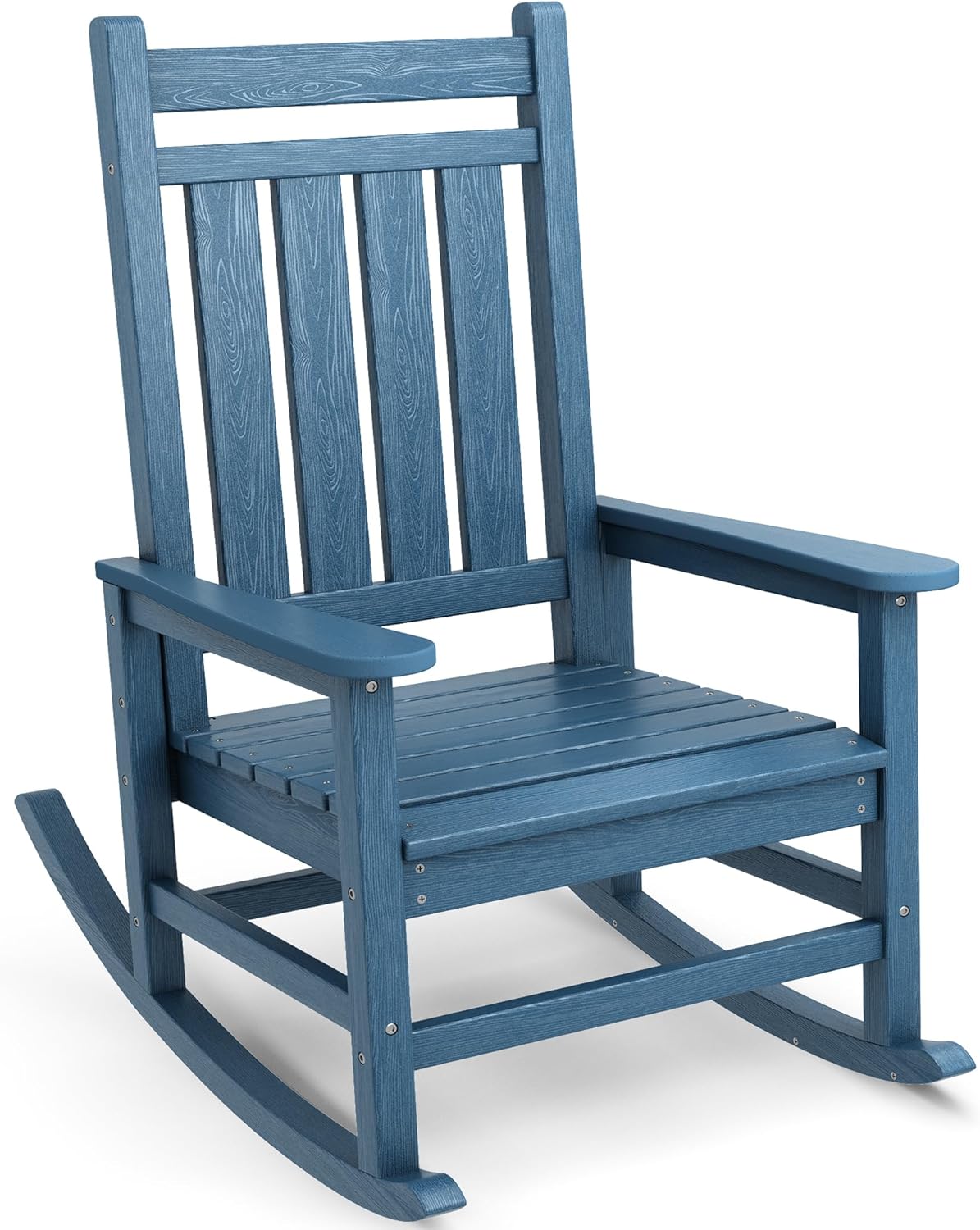 SEWALL HDPE Rocking Chair, Oversized Outdoor Rocking Chair for Adults, Patio Rocker for Porch, Blue