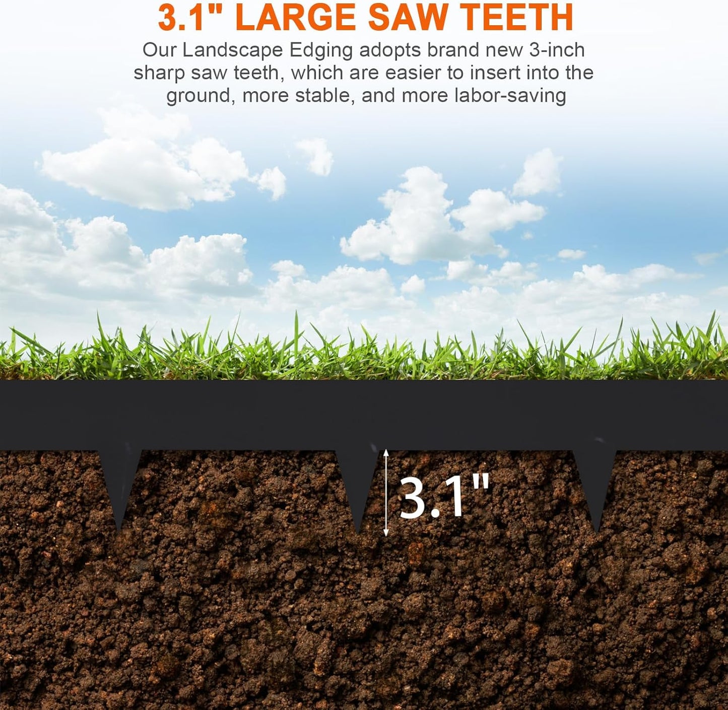 Metal Landscape Edging 42 Inch Strips, Steel Landscape Edging 6.3 Inch Depth, 6 Pack Hammer in Landscape Edging, Metal Edging for Landscaping