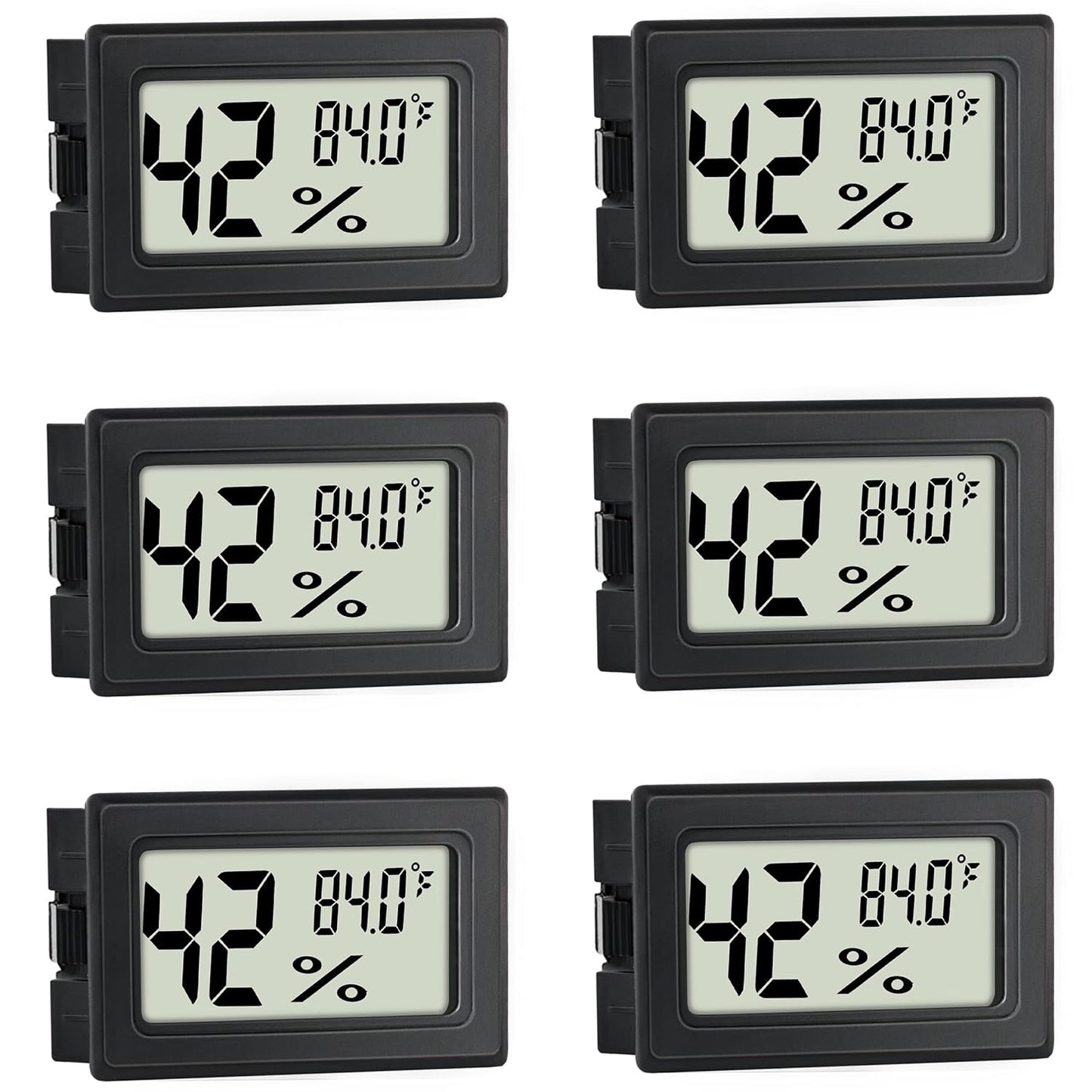 Mini Hygrometer Indoor Humidity Meter Hygrometer Thermometers 6 Pack Humidity Meters Gauge Hygrometer Mini Digital Thermometer Hygrometer with Fahrenheit (℉) for Humidors, Greenhouse, Garden, Cellar