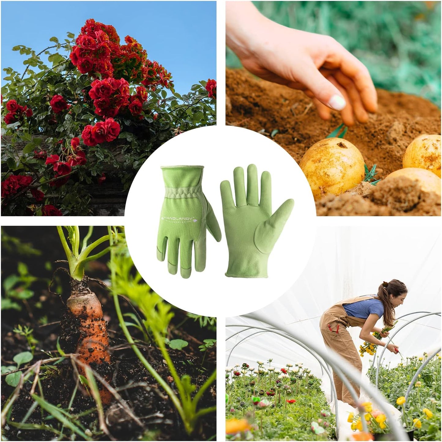 HANDLANDY Women Safety Work Gloves Utility Touch Screen Working Grip Glove for Yardwork Gardening Breathable Mechanic Gloves