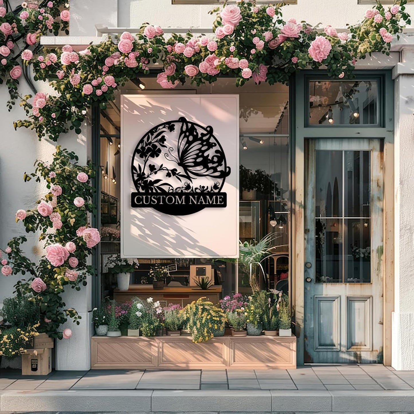 Custom Butterfly Metal Sign,Personalized Butterfly House Number Signs,Personalized Gardener Name Sign,Garden Patio Wall Decor (Style-3)