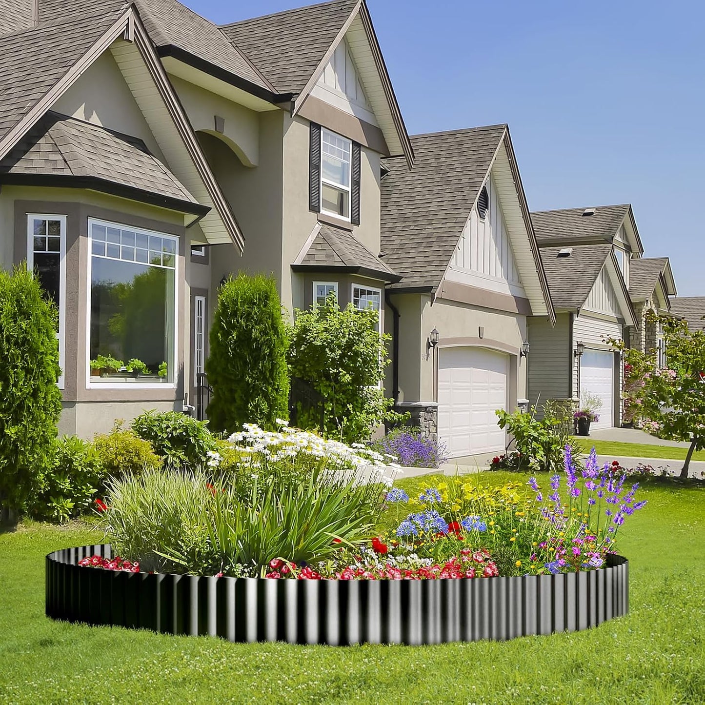 Land Guard Corrugated Garden Edging Border, 12" x 50' Landscape Paver Edging, Tall Landscape Edging, Fence for Garden, Flower Bed, Lawn and Landscape Edging (Glossy Black)