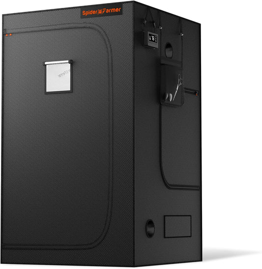 Spider Farmer 4x4 Grow Tent Pro-Grade, 48"x48"x80", with Observation Window and Floor Tray, 1680D Thicken Mylar Canvas, 4x4x6.6 for Indoor Hydroponic Growing for SF4000, SE5000, G5000