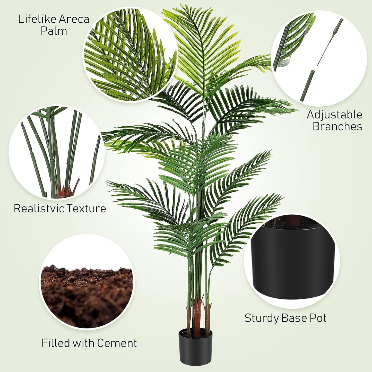 Jexine 4 Pack Artificial Palm Trees 4Ft 5Ft, Fake Plants Fake Trees Artificial Areca Palm Plants for Outdoor Indoor Faux Tree in Pot for Pool Home Office Housewarming Gift Modern Decoration