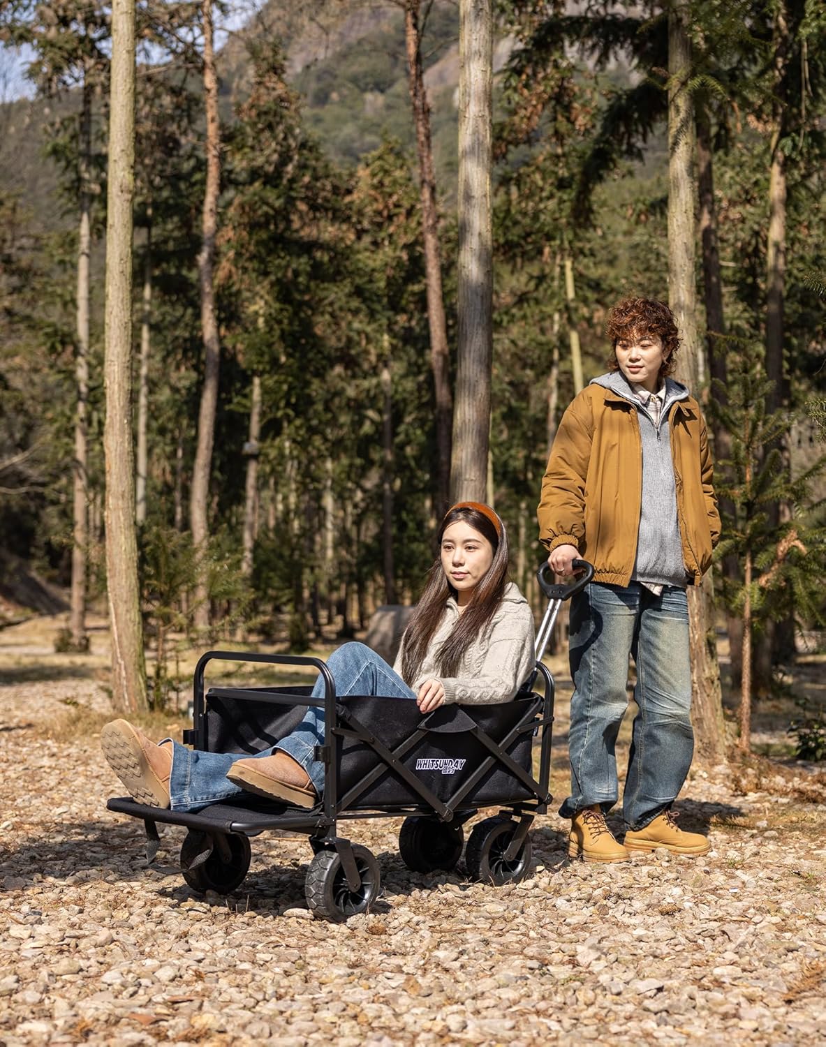 Whitsunday Collapsible Wagon with Tailgate for Camping Outdoor (Green, No Table)