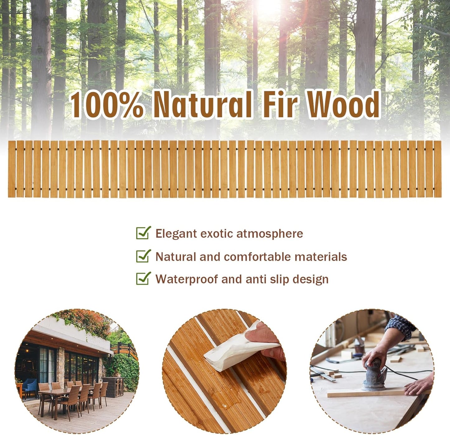 12FT Wooden Garden Pathway,Outdoor Roll Out Decorative Straight Walkway,Weather-Resistant Patio Path,Non-Slip Pavers Boardwalk for Garden, Backyard, Beach, Wedding Party Pathways