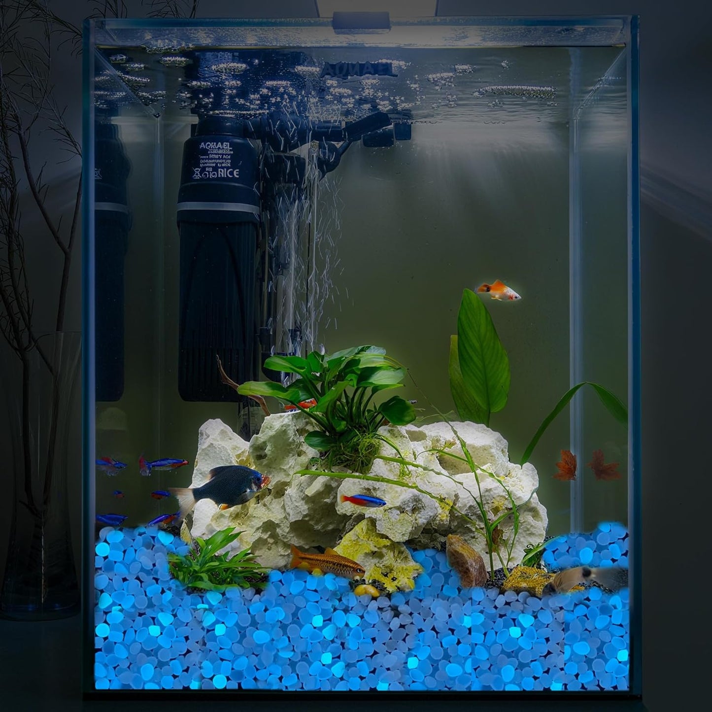 Oubest Glow in The Dark Rocks for Outdoor Landscaping, Decorative Garden Pebbles, Luminous Stones for Vases, Pathway, Walkway, Yard, Patio, Glowing Gravel for Fountain, Driveway, 1000PCS, Multicolor