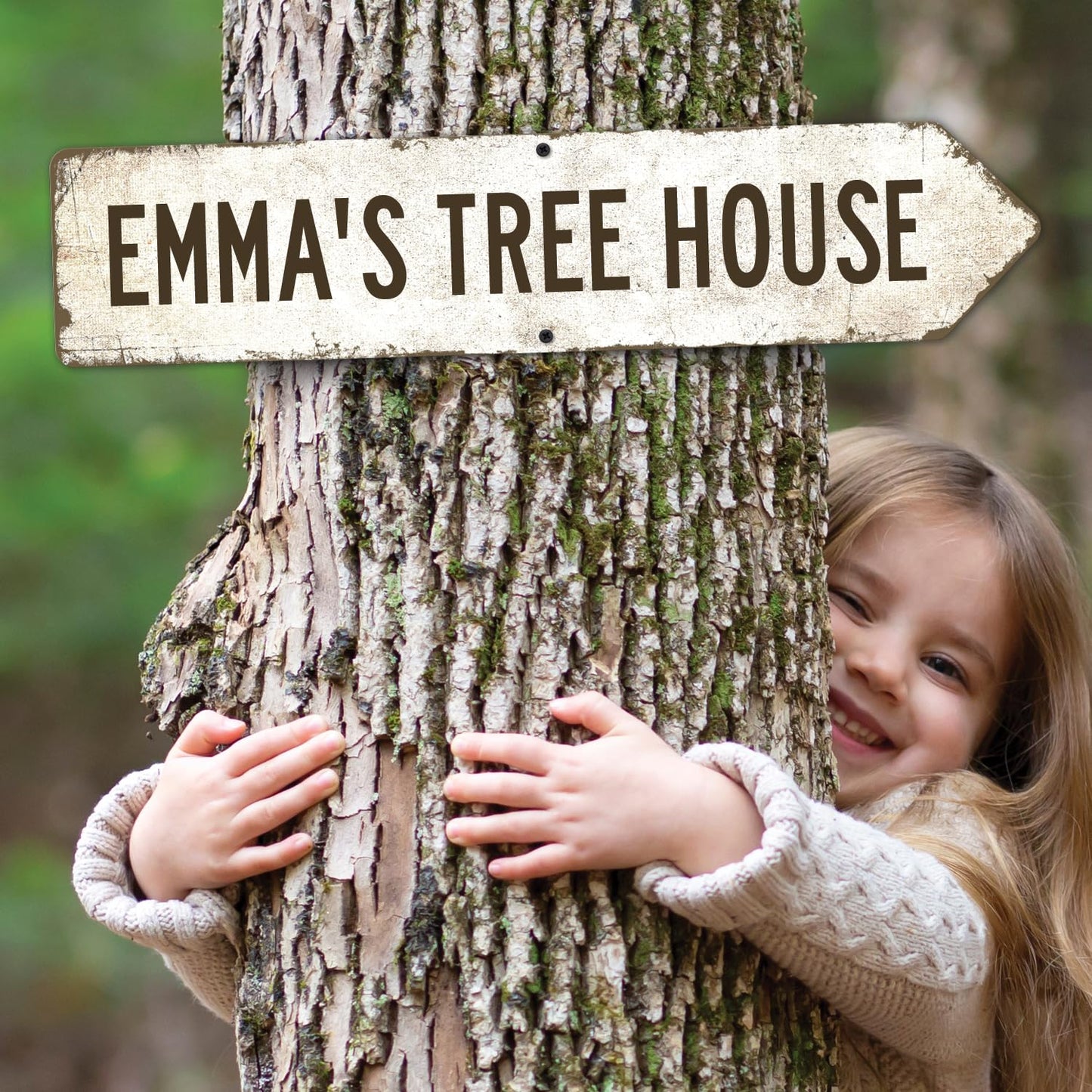 Rustic Custom Sign, Personalized Right Directional Metal Composite Street Sign for Indoor and Outdoor Use 4x18 Inches, ACM Made in the USA