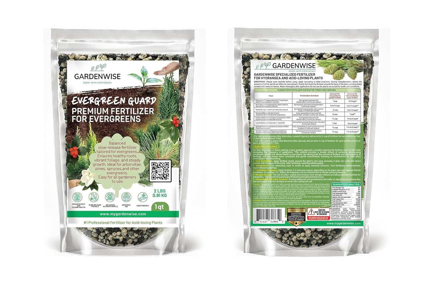 Evergreen Fertilizer – All-Purpose Granular Plant Food for Outdoor Trees and Shrubs, Azaleas, Magnolias, Pines & Arborvitae – Slow-Release Formula (1 Quart)