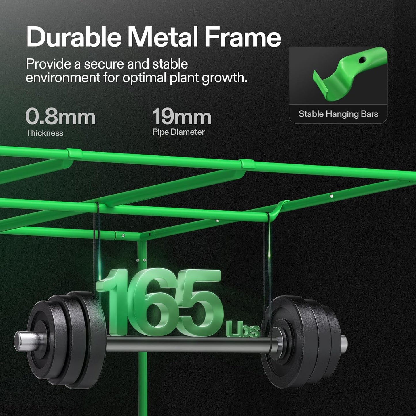 VIVOSUN S105 10x5 Grow Tent, 120"x60"x80" High Reflective Mylar with Observation Window and Floor Tray for Hydroponics Indoor Plant for VSF6450