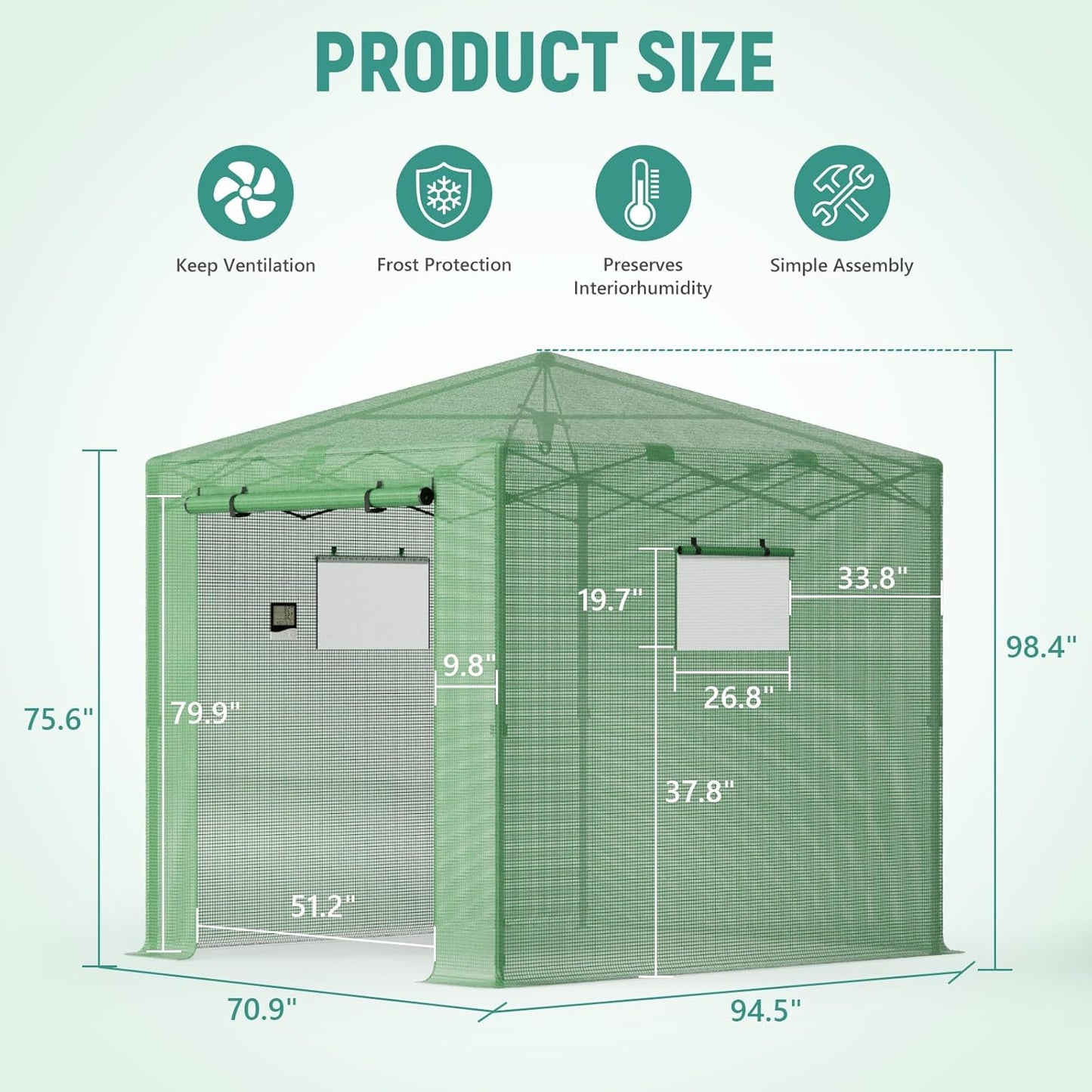 Pop Up Greenhouse 8x6FT, Pop Up Green House for Outdoors, Portable Greenhouses, Walk-in Greenhouses, Popup Greenhouse Kit, Easy Set Up