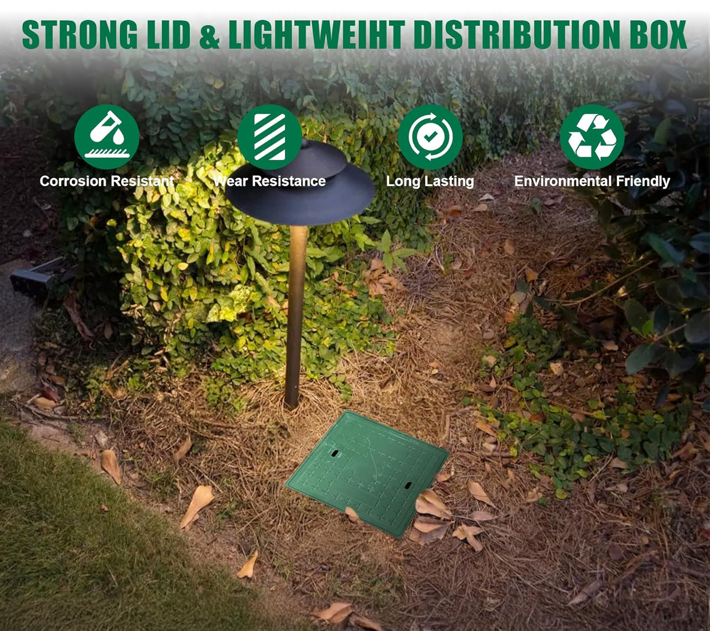 20x20x20in Underground Splice Boxes W/FRP Inspection Lid Large Enclosure Pit Precast Polyethylene Distribution Pull Box Access Electrical Junction Drillable Tapered Wiring Cable Chamber