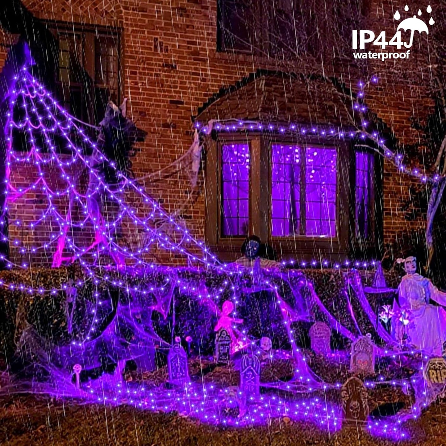 QITONG 2 Pack Purple Solar Fairy Lights Outdoor Waterproof, Each 66ft 200 LED Solar String Lights, 8 Modes Silver Wire Solar Twinkle Mini Lights