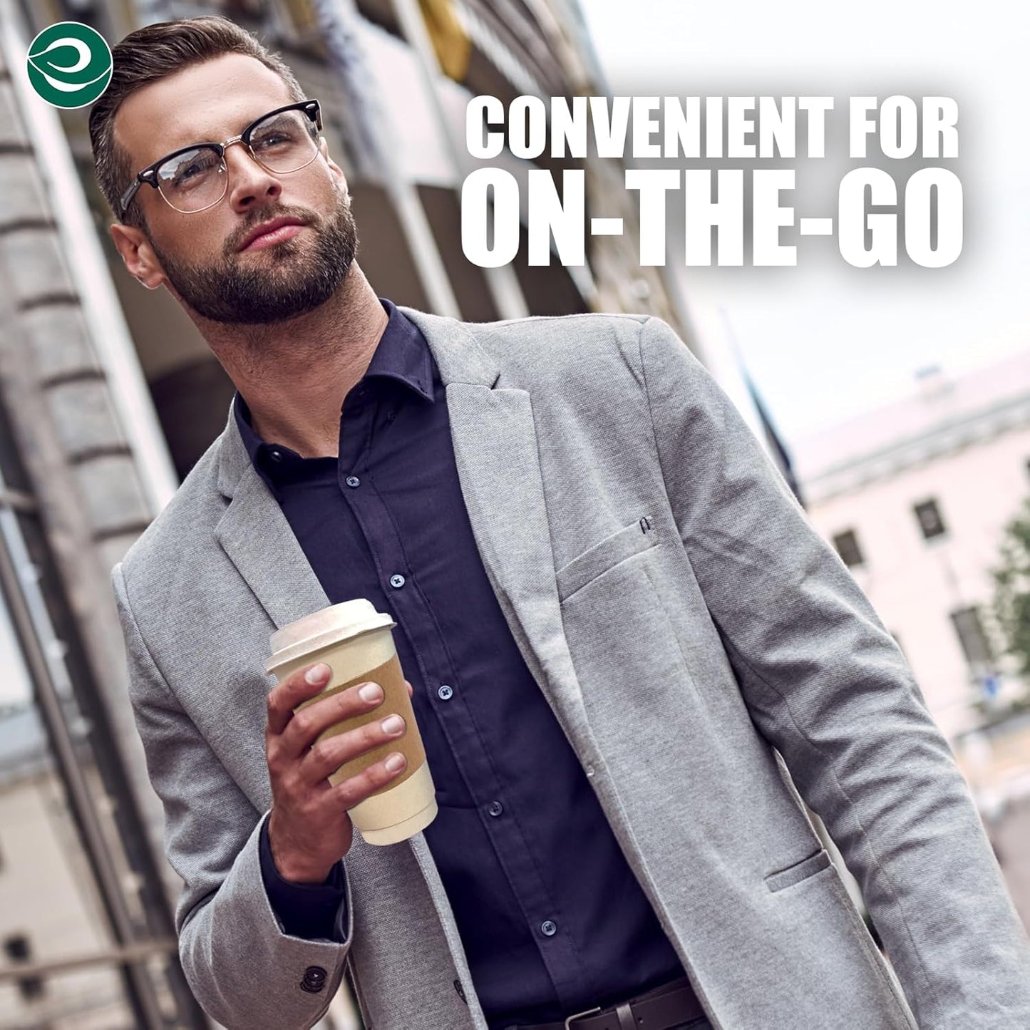 ECO SOUL 100% Compostable Coffee Cups With Lids & Sleeves - 16Oz (50 Counts) To Go Coffee Disposable Bagasse Cups |Sturdy & Eco-Friendly Cups for Cafes, Party, Office