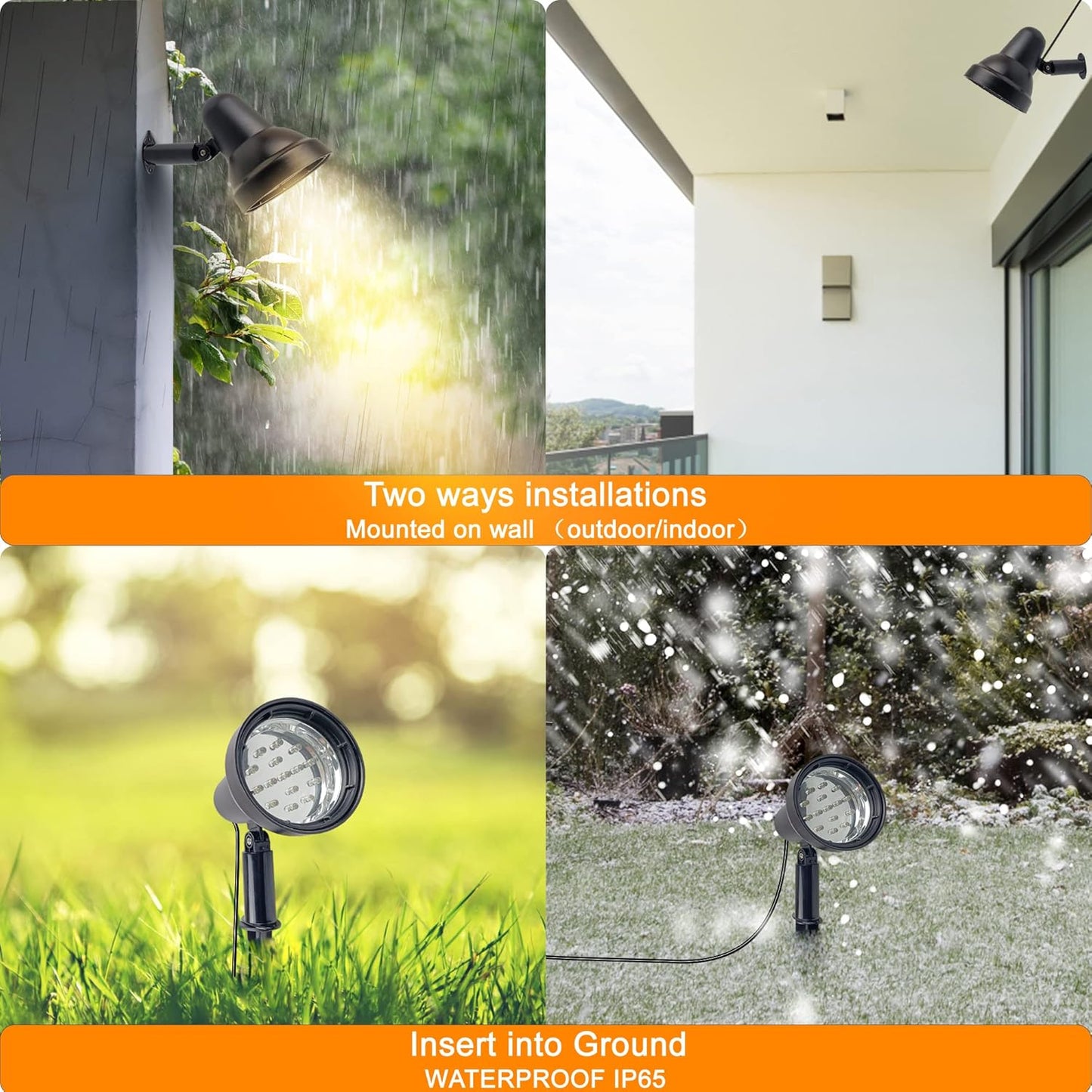 SUNLONG Solar Spotlights Outdoor Waterproof Bright Solar Wall Lights Led Security Flood Light Solar Powered for Flag Patio Front Door Driveways-Automatically Activates at Dusk to Dawn (Warm White)