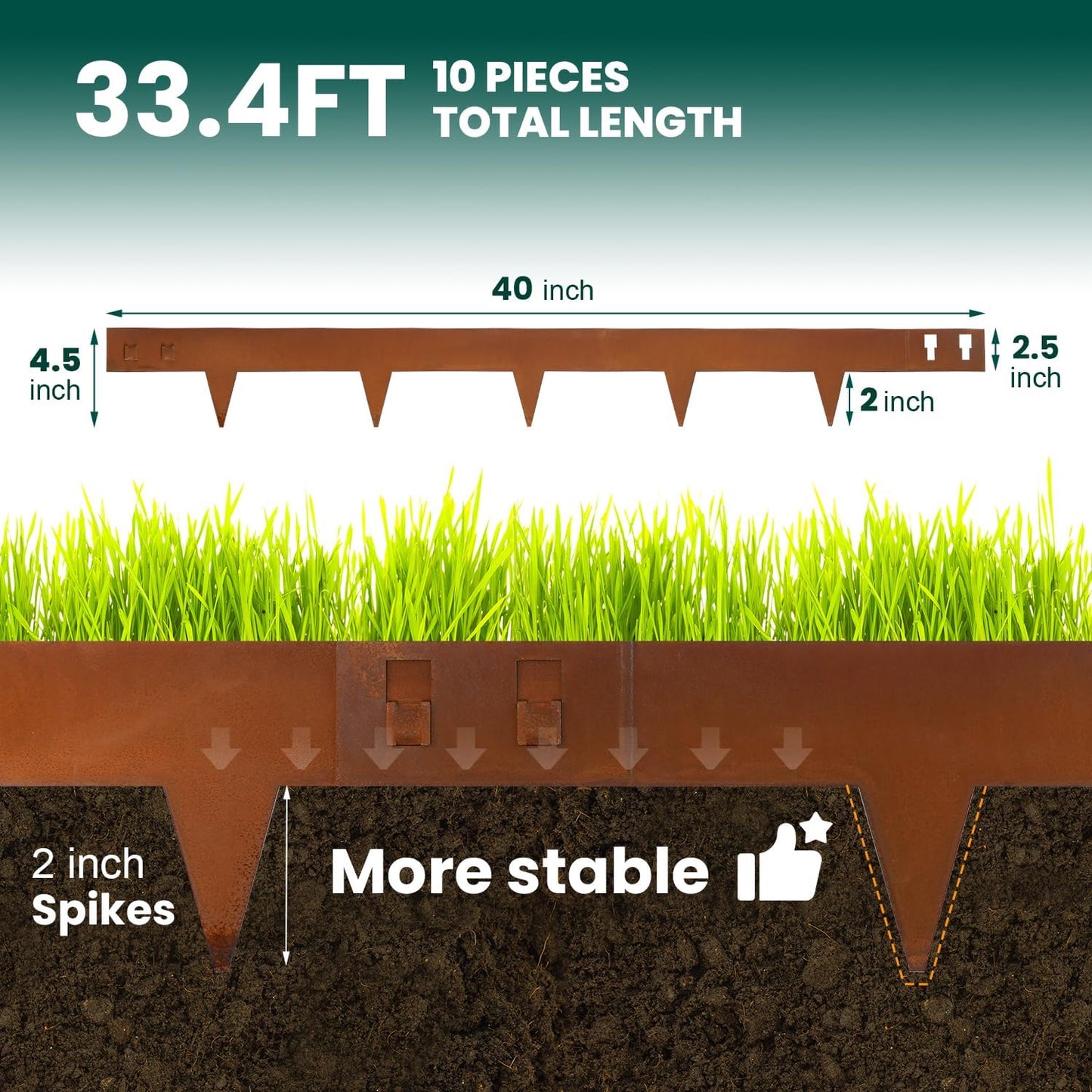 Corten Steel Landscape Edging 4.5 Inch Depth Steel Landscaping Edging 40 Inch Strips10 pcs Metal Garden Landscape Border Rusted Edge for Lawn Yard Outdoor Plant by GZGNEEVL