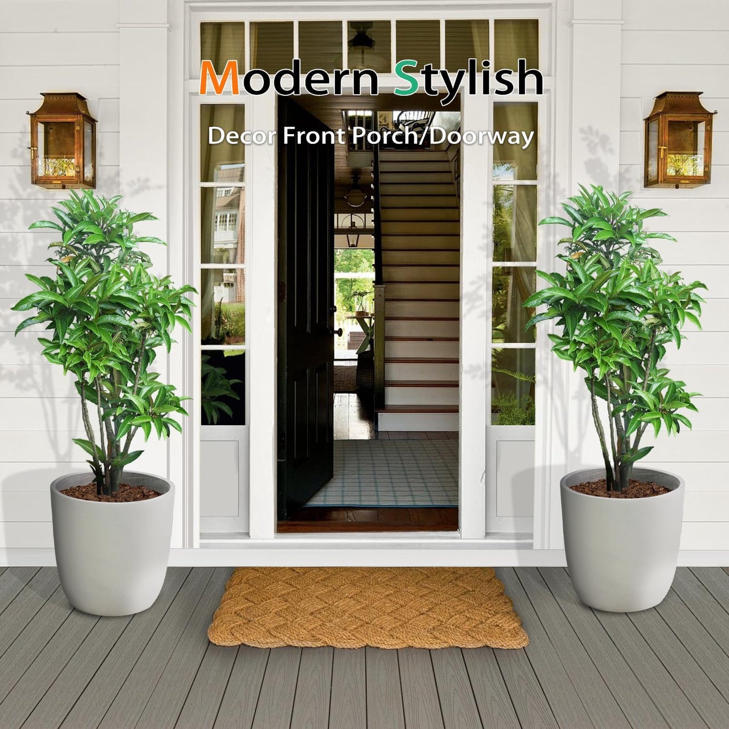 Concrete Planter Outdoor Indoor, Large Cement Plant Pots for Trees Flowers (Gray, 18 inch)