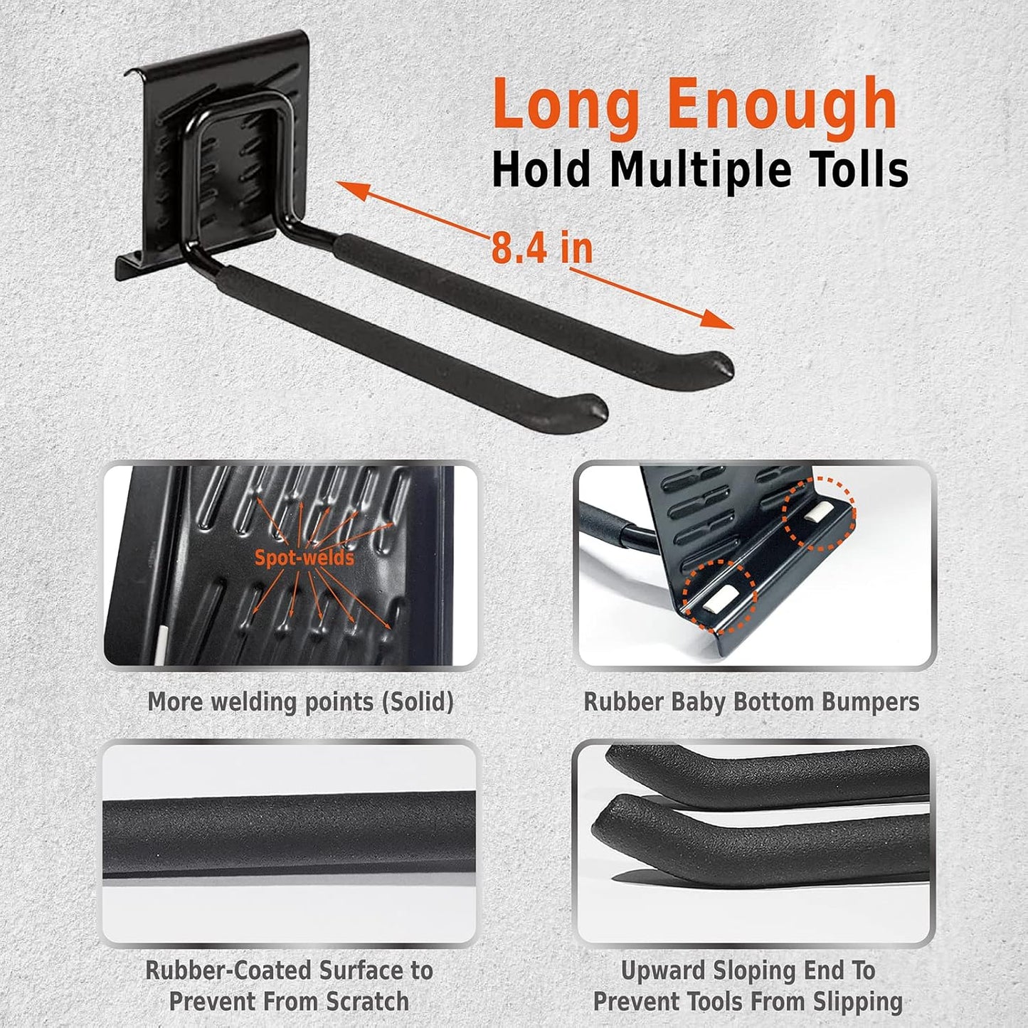 Charmount 96" Garage Storage Wall Organizer with 1200lbs, 12 Hooks Broom Holder Wall Mount, Garden Tool Organizer, Easy Installation Tool Storage to Accommodate Brooms, Hoses, Yard Tools and More