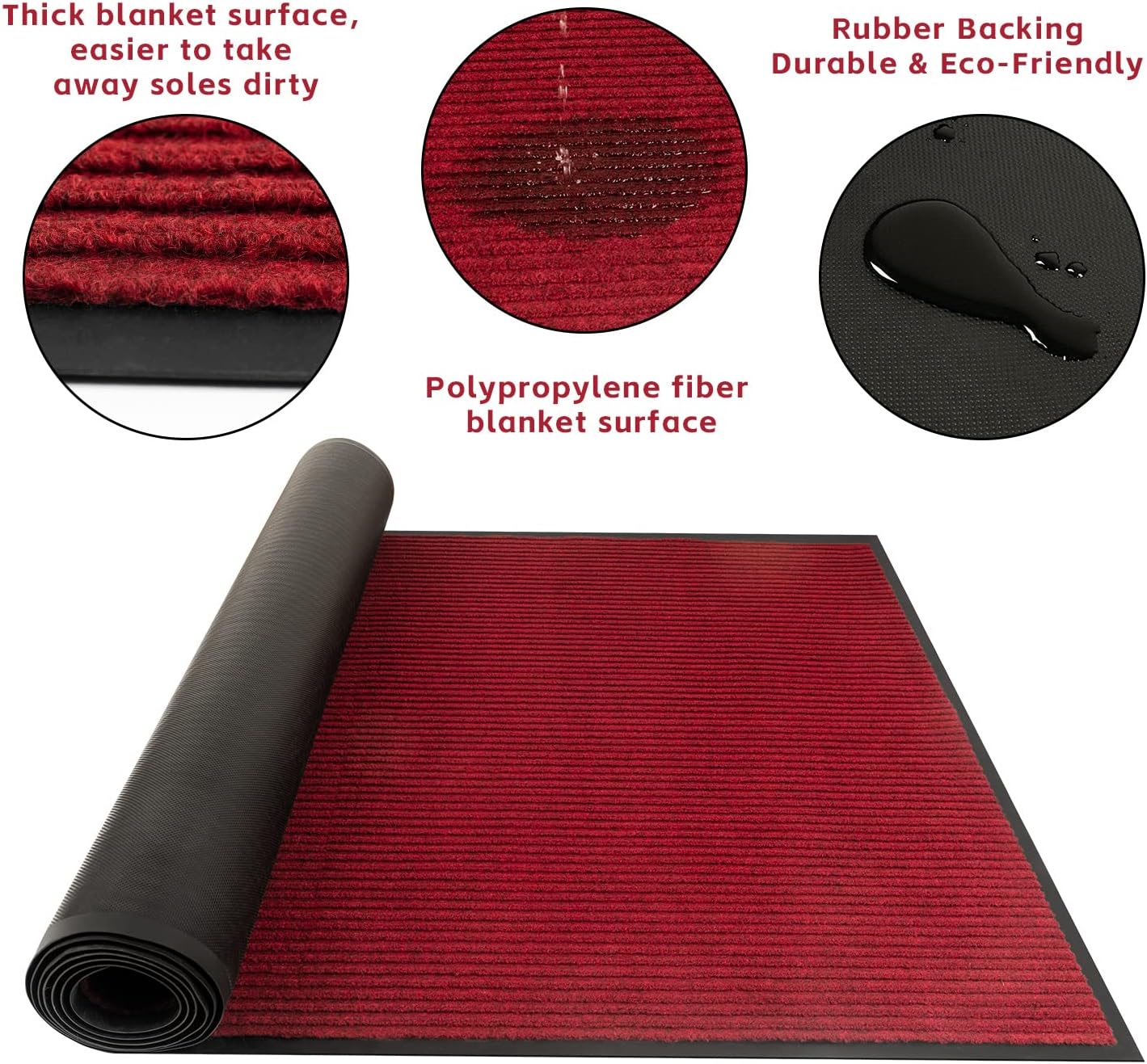 TANYOYO 3' X 10' Commercial Grade Door Floor Mat Brush Step Entrance Mat Vinyl Backed Utility Doormat Heavy Duty Floor Rugs Commercial Outdoor Carpet Indoor Outdoor Entrance Mat