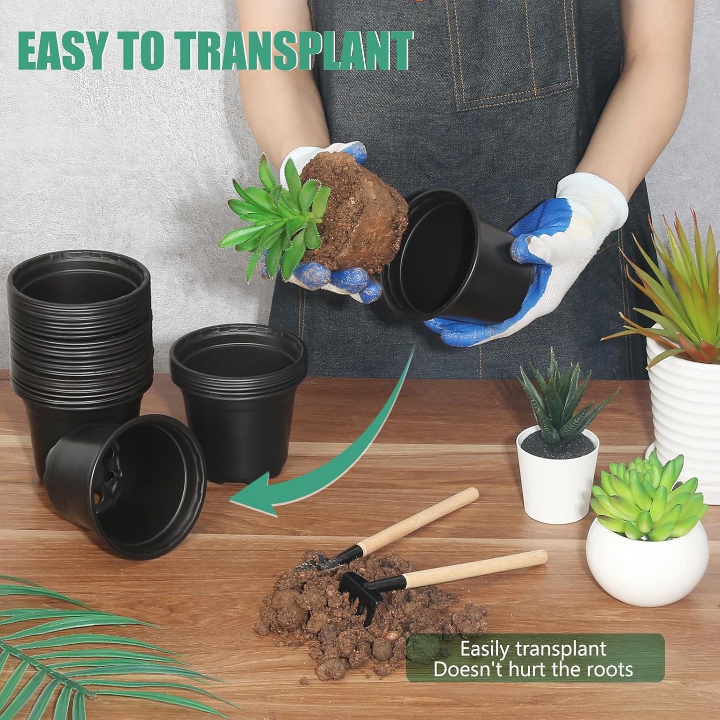 120 Pack 4 Inch Nursery Pots for Plants, Plastic Seeds Starter Pots with Drainage Holes, Small Plastic Plant Pots for Succulents Seedling Cutting Transplanting