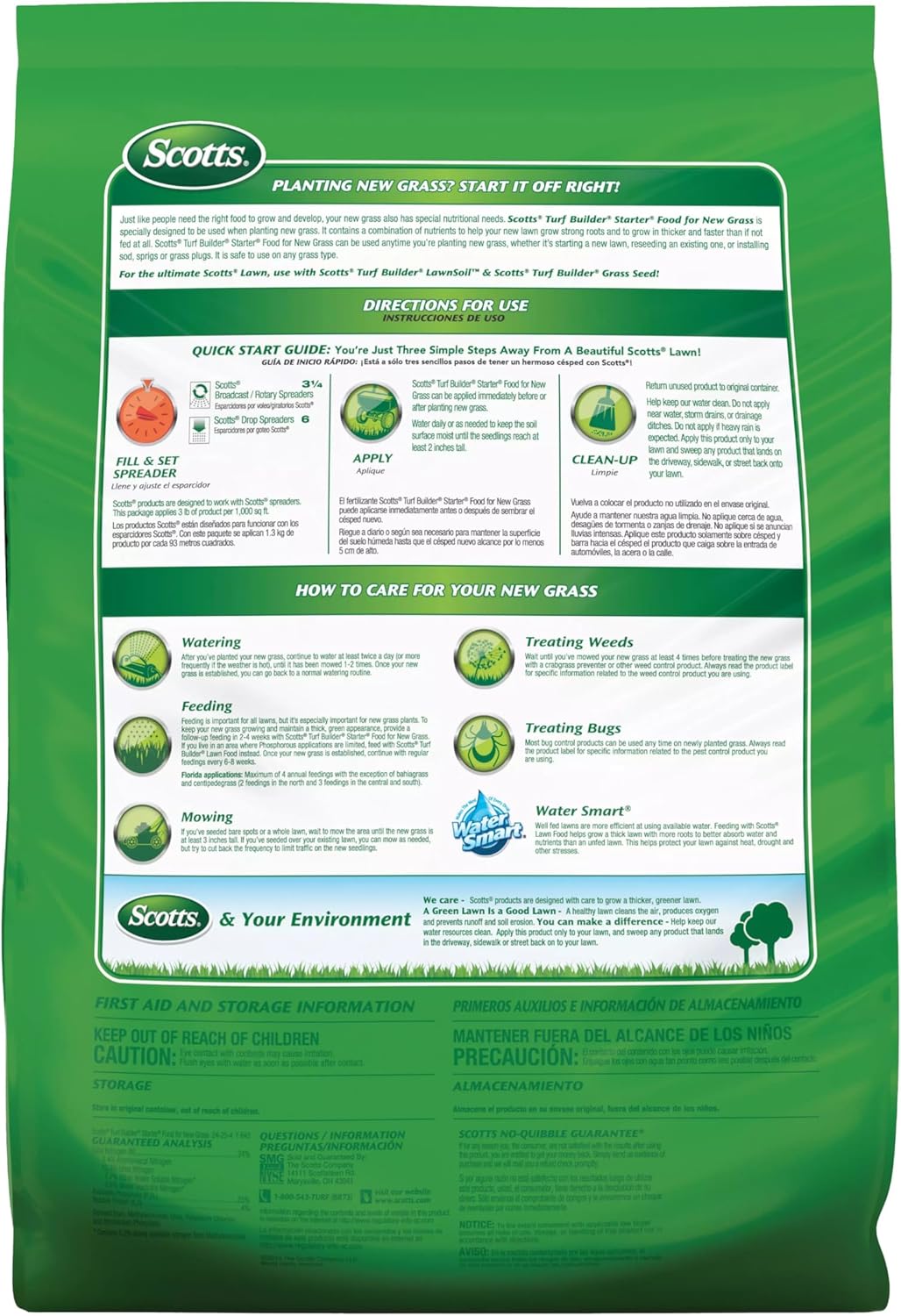 Scotts Turf Builder Starter Fertilizer for New Grass, Use When Planting Seed, 5,000 sq. ft., 15 lbs.