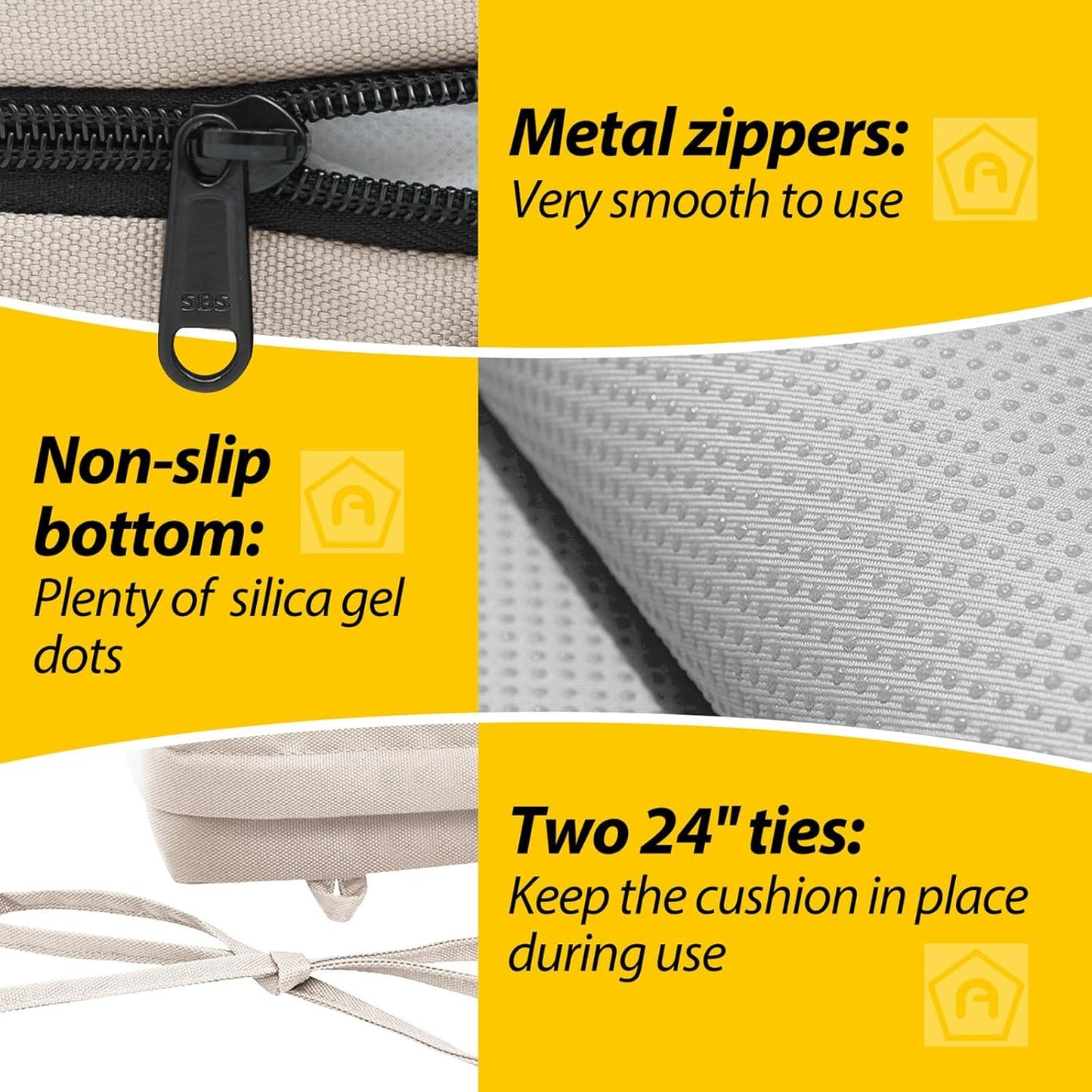 AAAAAcessories Outdoor Seat Cushions for Chairs, Waterproof, Fade-Resistant Patio Furniture Replacement Cushions, 21" x 21" x 4", Set of 2, Khaki Beige