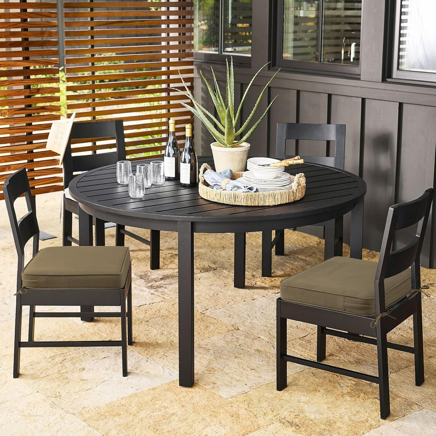 Outdoor Sunbrella Square Corner Seat Cushion, 19"x19"x3", Set of 4, Non Slip Seat Cushion Pads with Removable Cover for Patio Furniture, Garden Yard Lawn, Specrtum Caribou