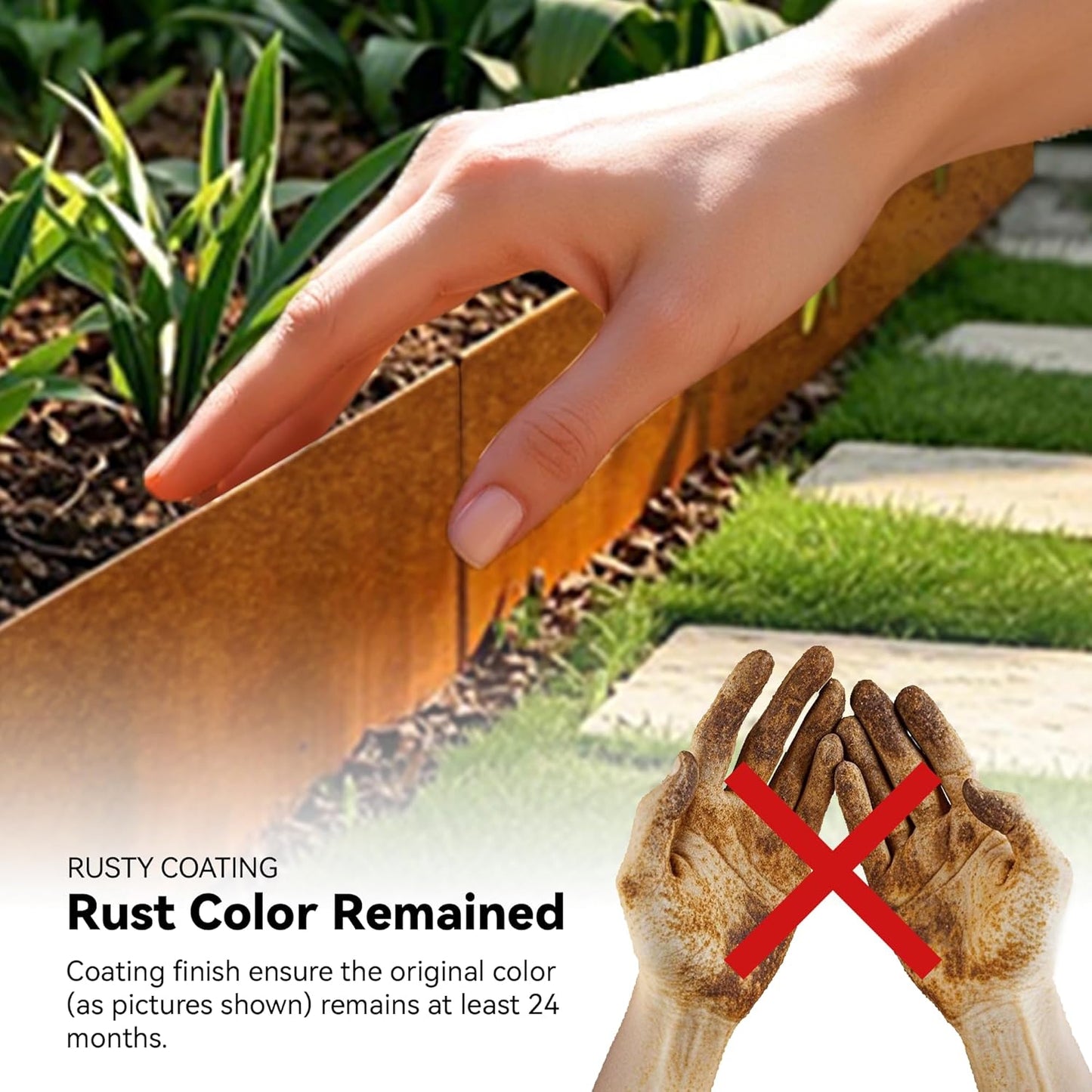 Worth Galvanized Steel Landscape Edging 4.5" x100' Metal Garden Edging Roll Flexible Bender Border with 31Pcs Stakes for Lawn, Flower Bed Edges, Rust-Like Color