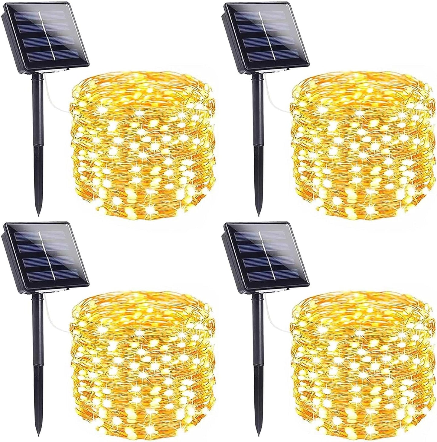 4-Pack Solar String Lights for Outside, Total 400LED Solar Lights Waterproof, Outdoor Twinkle Light Copper Wire 8 Modes Fairy Light for Xmas Tree Garden Party Wedding Decor (Warm White)