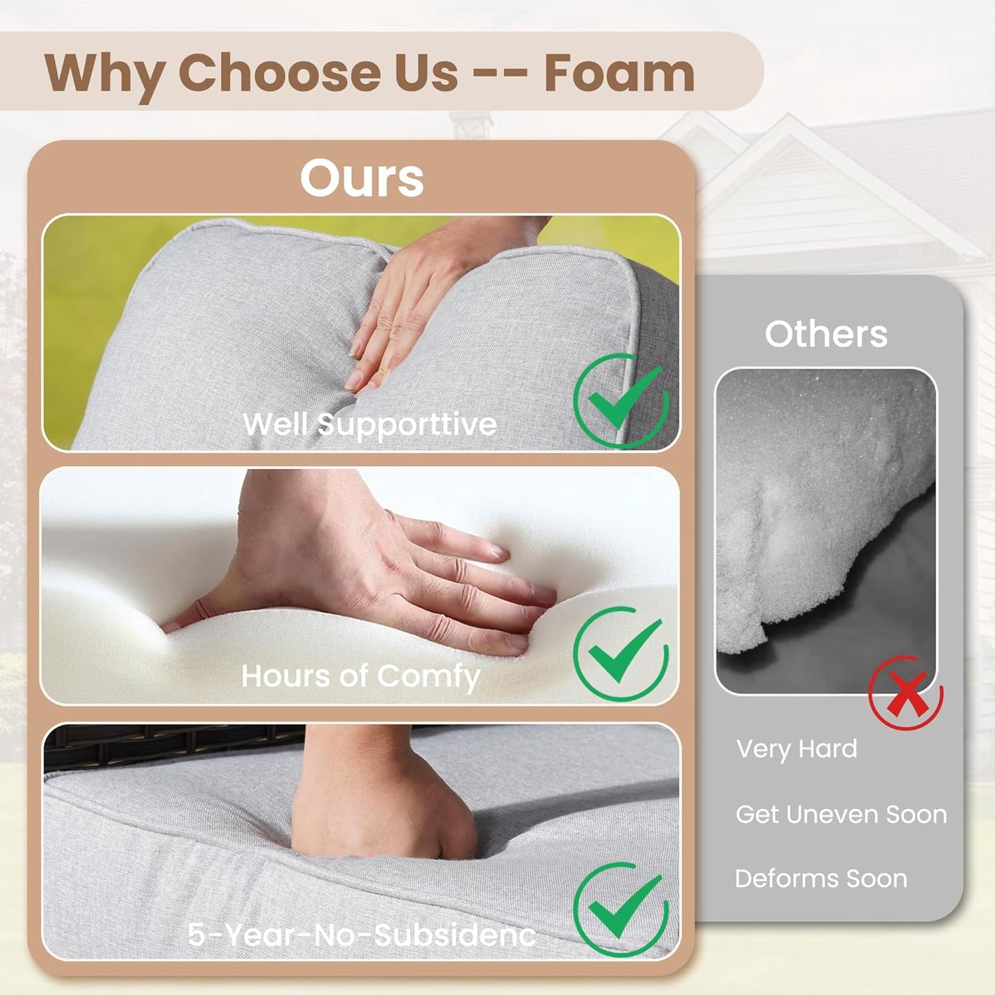 HOOOWOOO Patio Furniture Set,8 Pieces Outdoor Conversation Set,All Weather Wicker Loveseat Sofa Set with High Back Swivel Rocking Chairs Tables,Light Gray