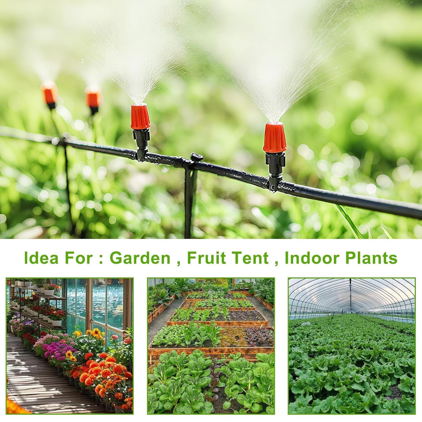 Drip Irrigation Kit 131FT 158PCS with 1/4" Black Distribution Tubing, Automatic Watering System for Garden, Greenhouse, Patio, Flower Bed, Lawn