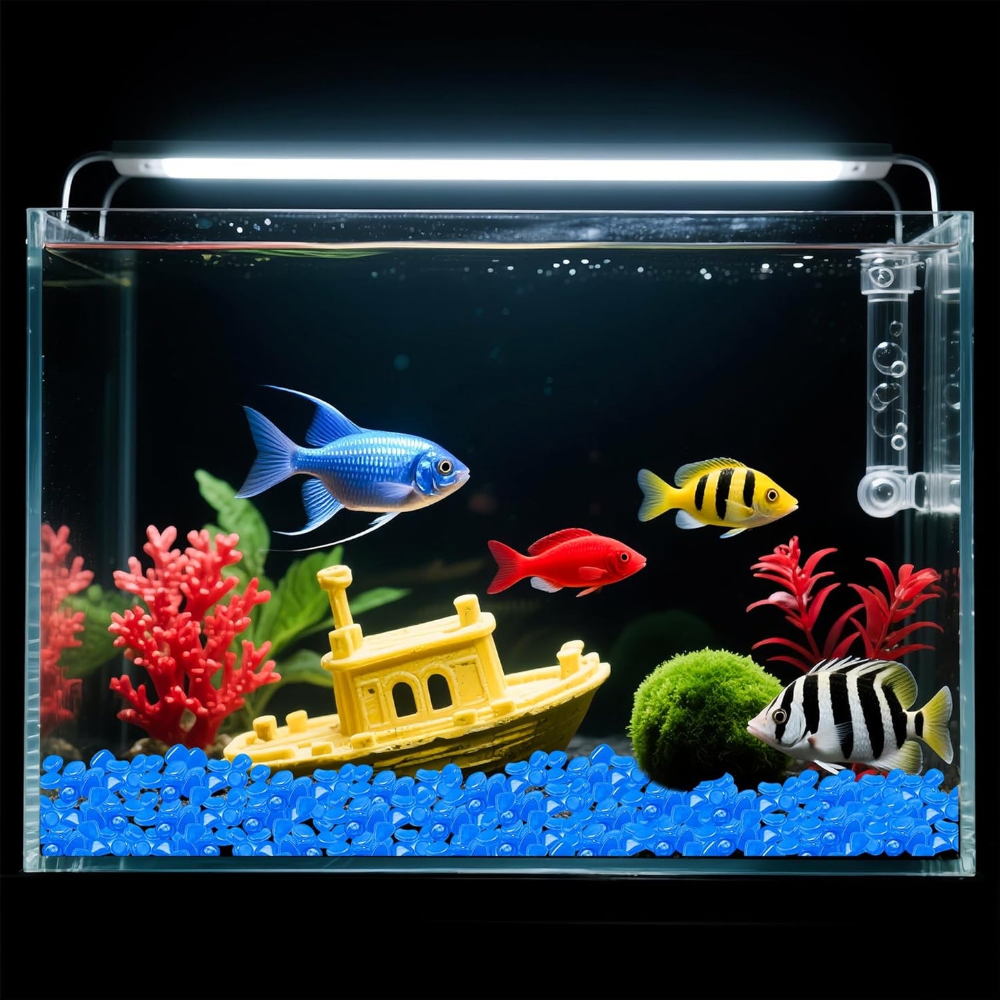 Glow in The Dark Rocks Outdoor Garden Pebbles Stones, 2.2Lbs Blue Fish Tank Glow Rocks Resin Glowing Pebbles for Garden/Aquarium/Planter/Walkway/Driveway