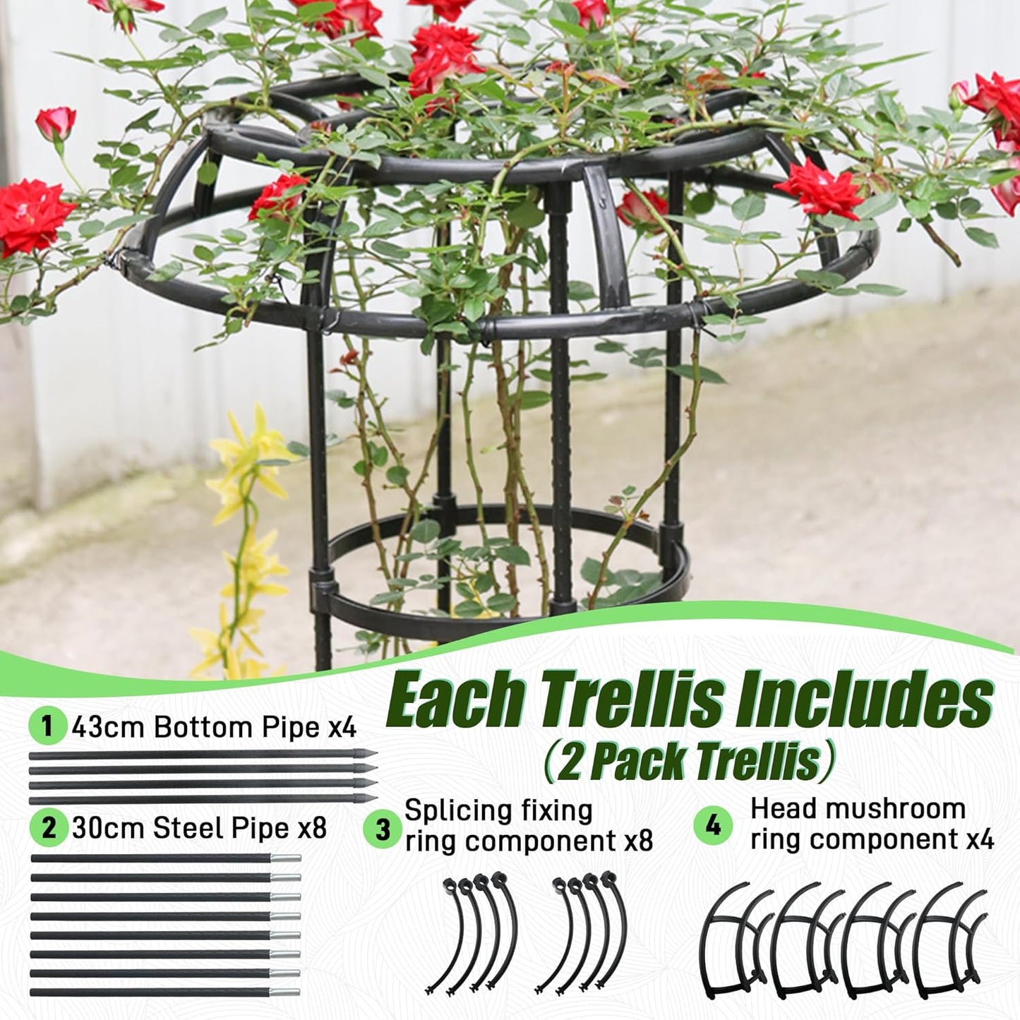 Garden Trellis for Climbing Plants Outdoor,41.3 Inch Mushroom Top Trellis for Climbing Plants, Rustproof Metal Plant Flower Trellises for Vine Rose Flower Tomato Support Outdoor Indoor,1 Pack