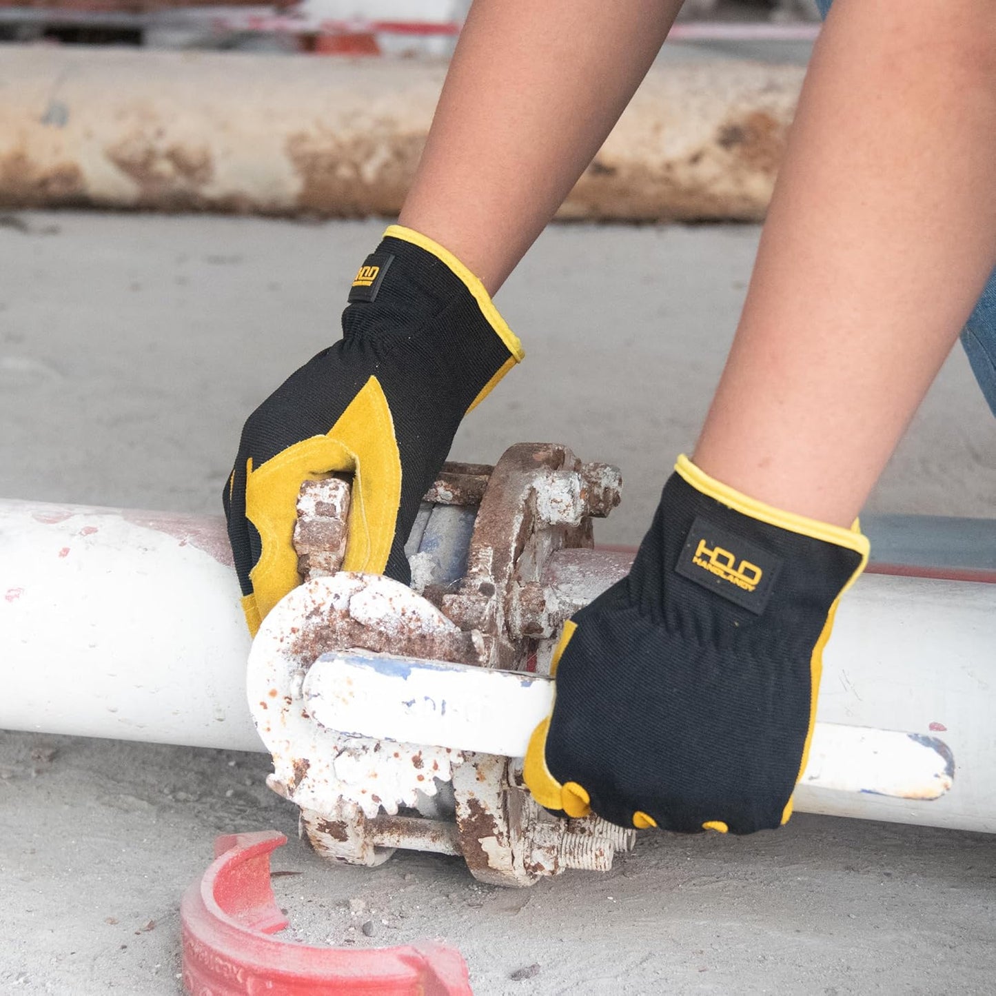 HLDD HANDLANDY Garden Gloves Men, Leather Work Gloves for Men & Women, Cowhide Gardening Gloves Utility Work Gloves for Mechanics, Construction, Driver (M, Yellow)