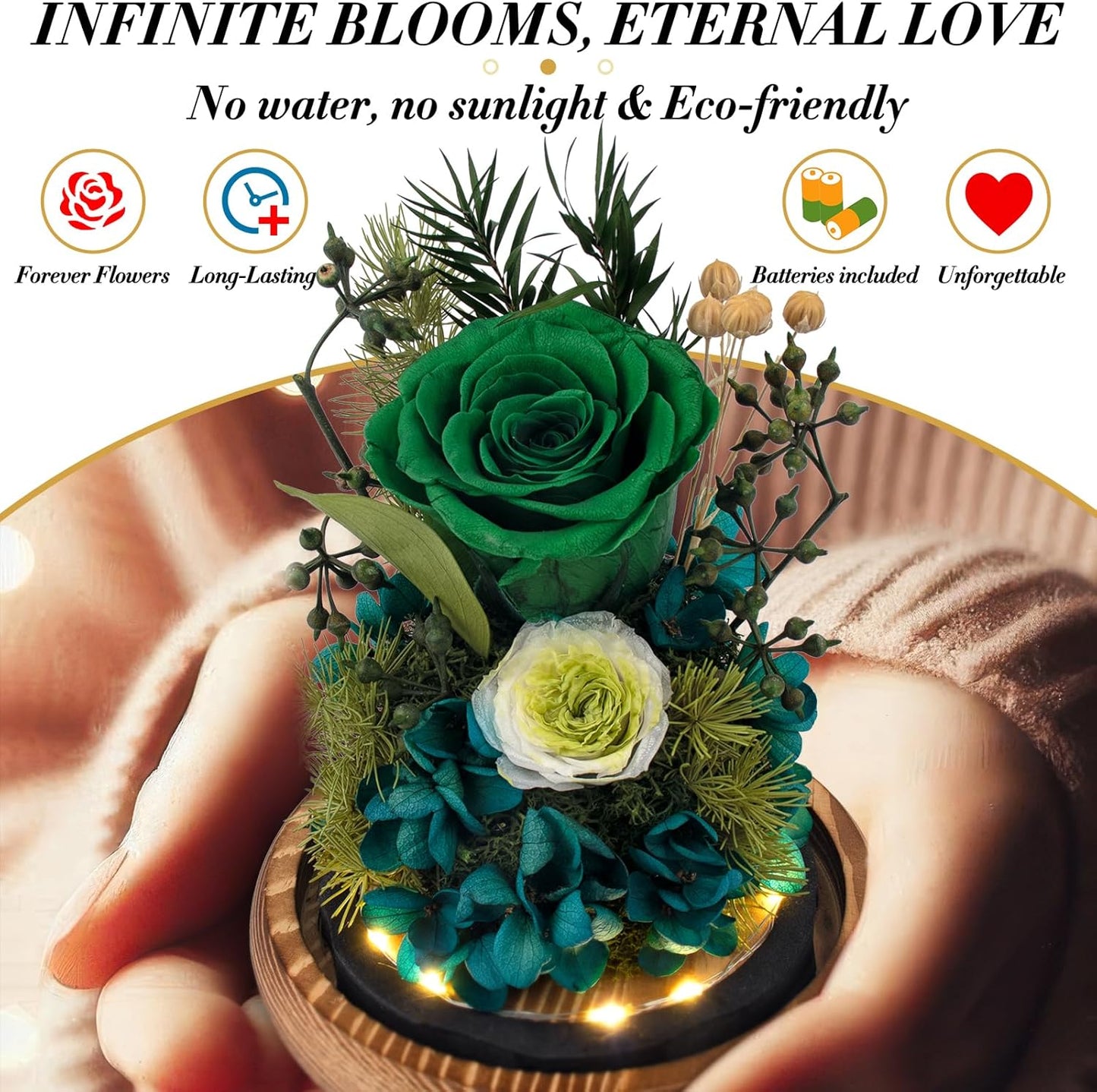 Flowers Gift – Preserved Roses Fresh Bouquet, Forever-Lasting Flowers for Delivery – Ideal Birthday Gift for Women, Valentine’s Day, Mother’s Day & Christmas