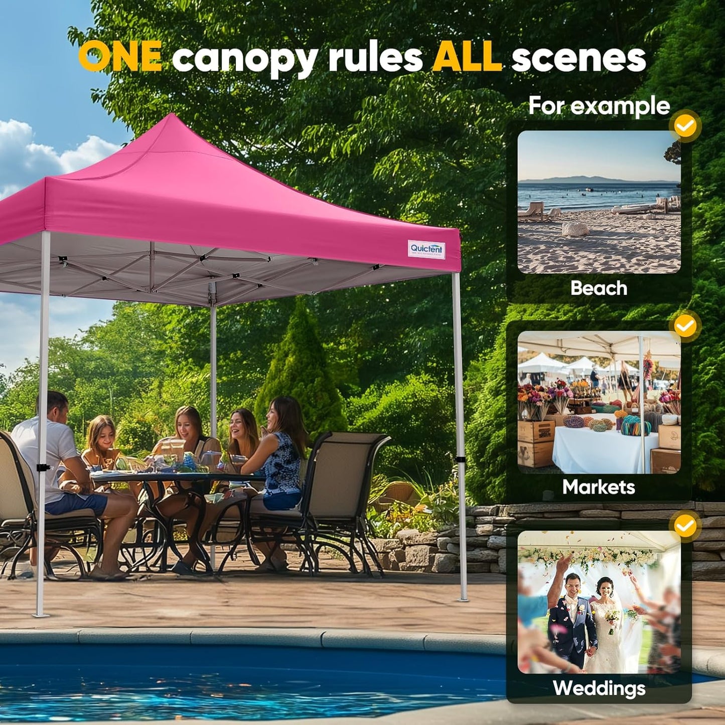 Quictent 10x10 Heavy Duty Pop Up Canopy Tent- Easy up Outdoor Commercial Canopies, Waterproof, 11ft Interior Height, Easy Setup, Includes Sand Weight Bags and Wheeled Carry Bag