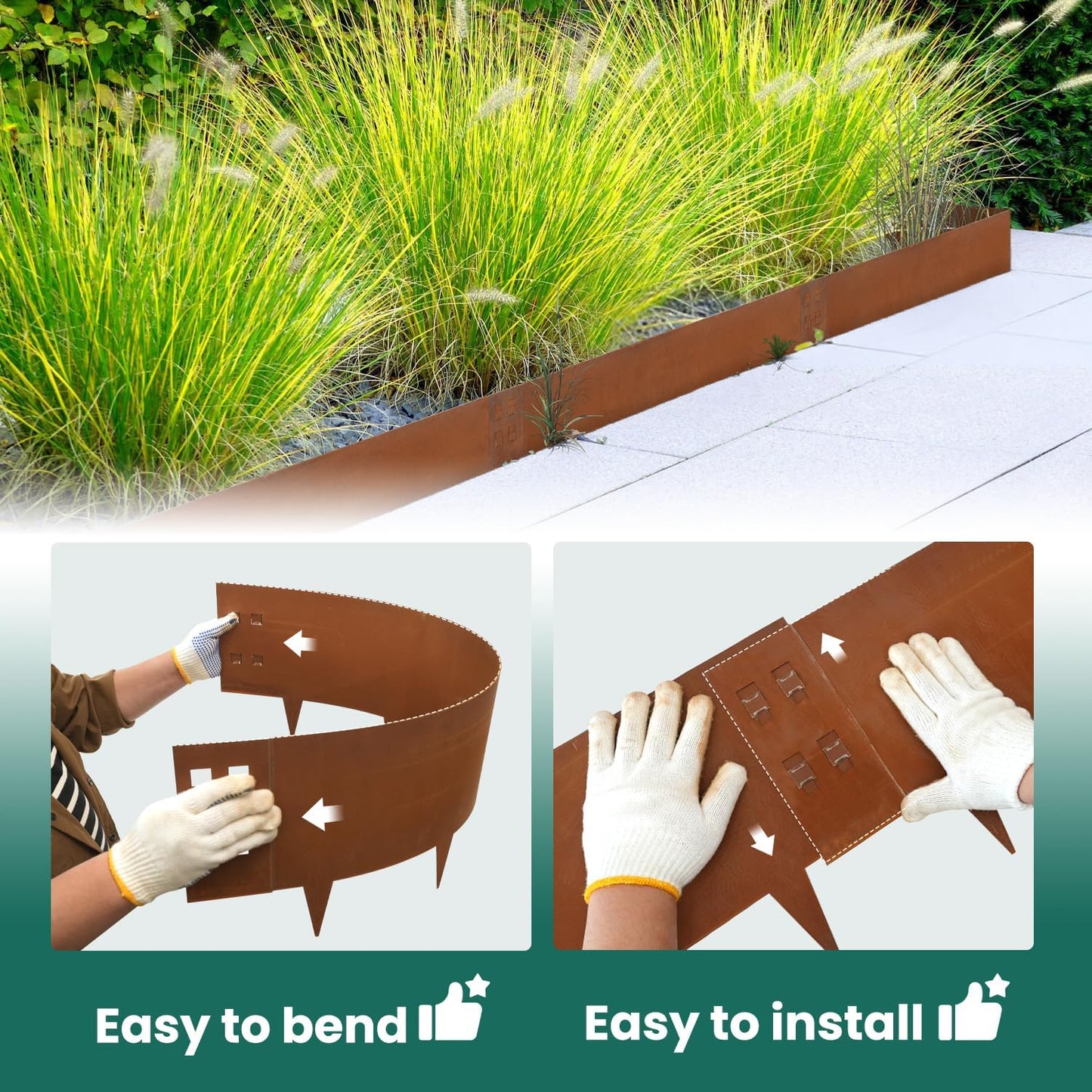 Corten Steel Edging Steel Landscaping Edging 40 Inch Strips 12 Inch Depth Garden Landscape Edging Metal Border Edge Rusted for Yard Lawn Outdoor Flower Plant 6 pcs by GZGNEEVL