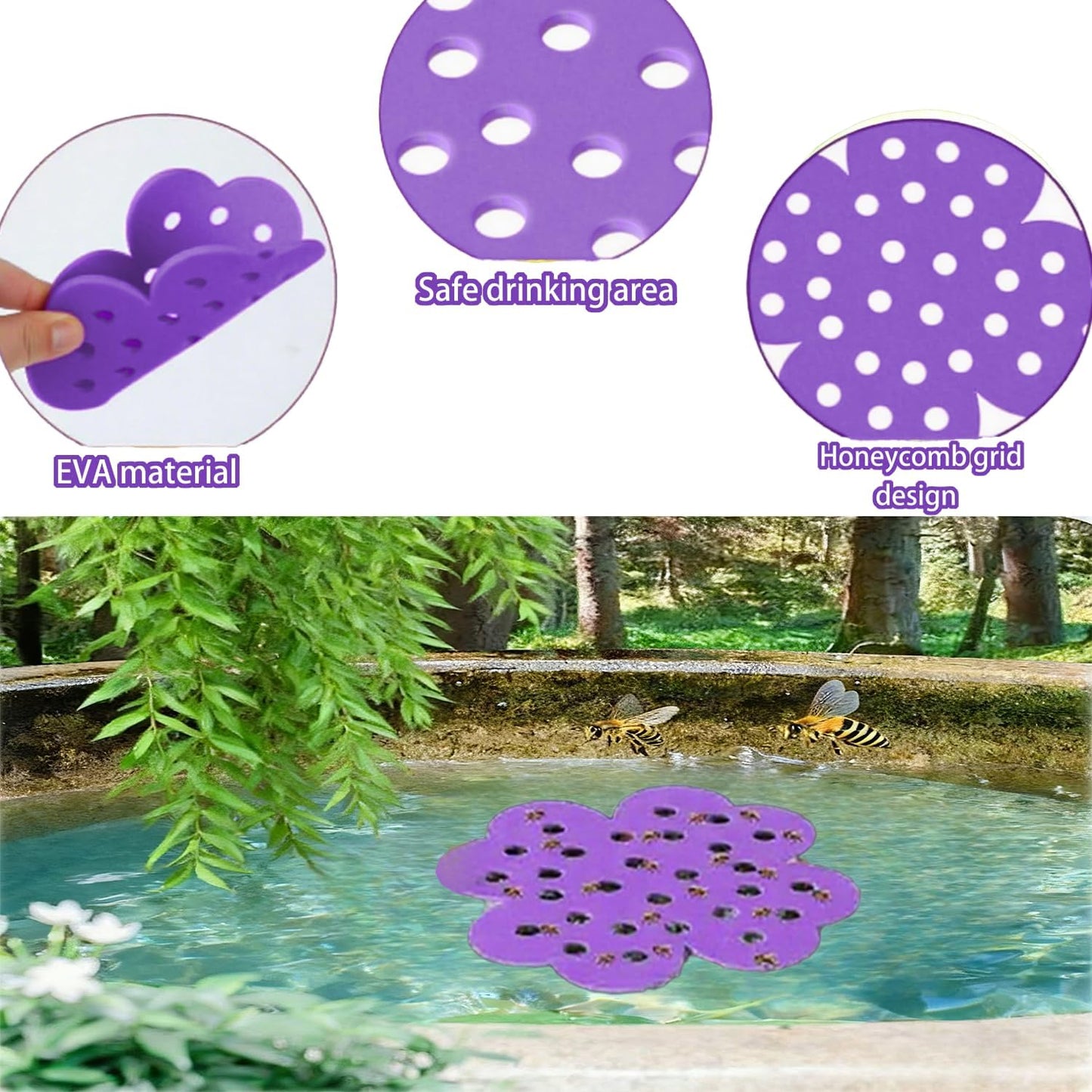 4 Pack Floating Bee Watering Station for Garden, Butterfly Feeder Bee Waterer Wildlife Baths Pollinator, Outdoor Pool & Garden Decor(Colorful Flower)