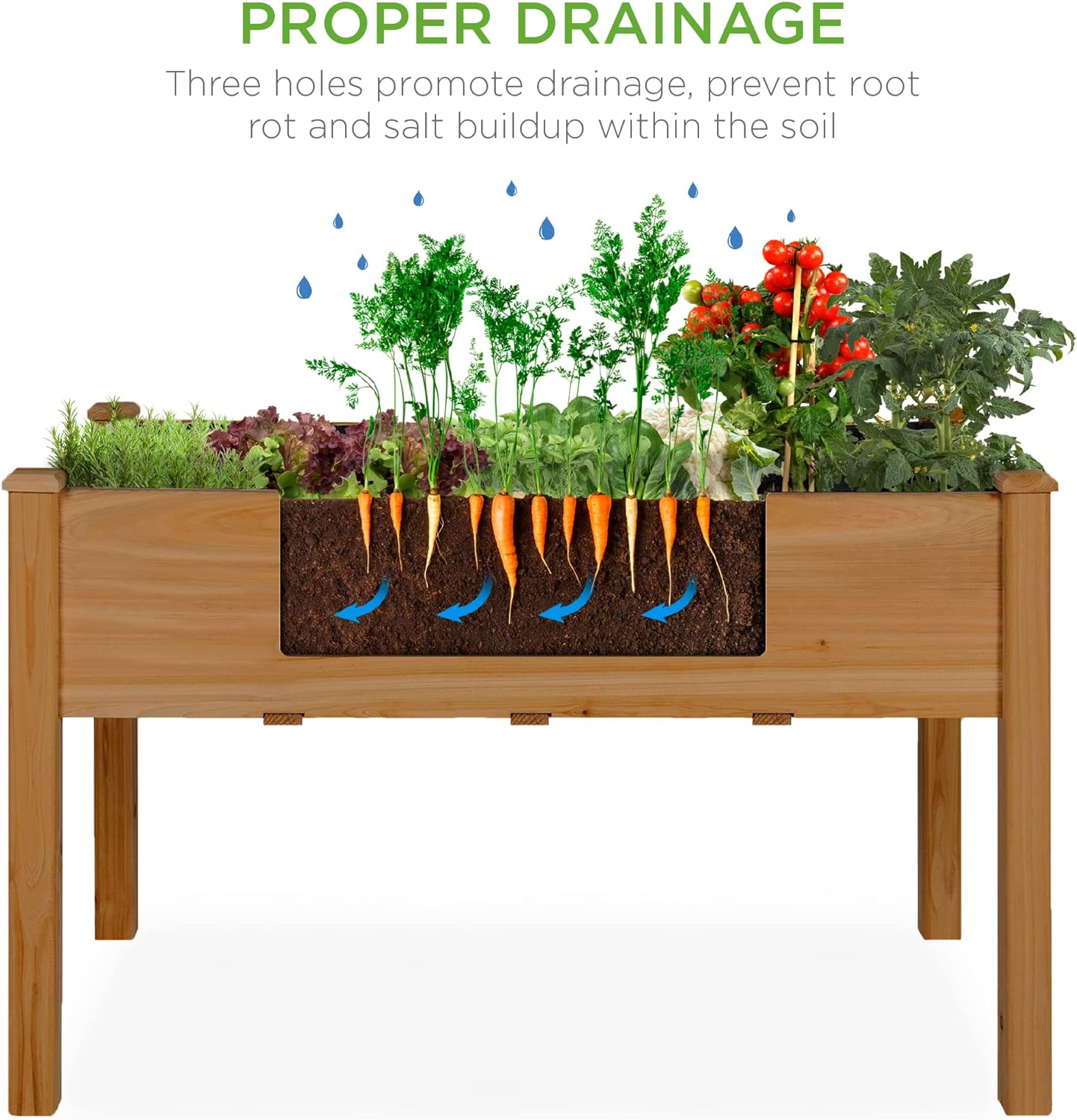 Best Choice Products 48 x 24 x 30 Inches Raised Garden Bed, Elevated Wood Planter Box Stand for Backyard, Patio, Balcony with Bed Liner, 200 Pound Capacity - Acorn Brown