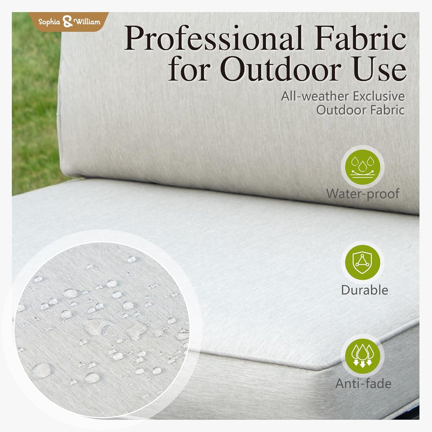 Sophia & William 5 Pieces Outdoor Patio Furniture Set, Metal Sectional Sofa Set Patio Conversation Set with Cushions-2 x Single Sofa with Side Table, 2 x Loveseat, 1 x Tea Table