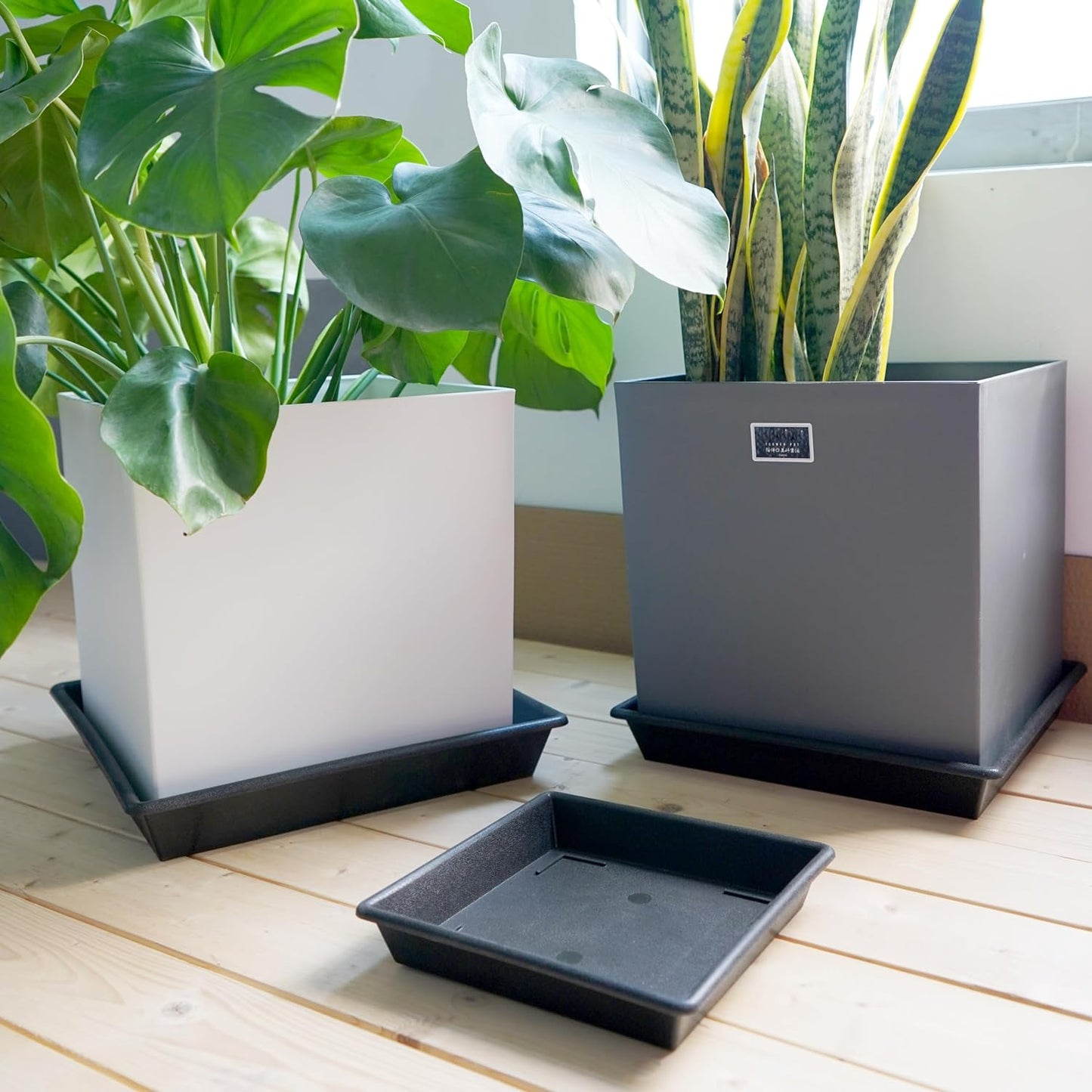 Square Plant Saucer 12 Inch 2 Pack 6 8 10 12 14 16 18 20 Inch, Plant Trays for Pots Heavy Duty Plastic Plant Saucers for Indoors Outdoors, Flower Pot No Holes Plant Drip Trays