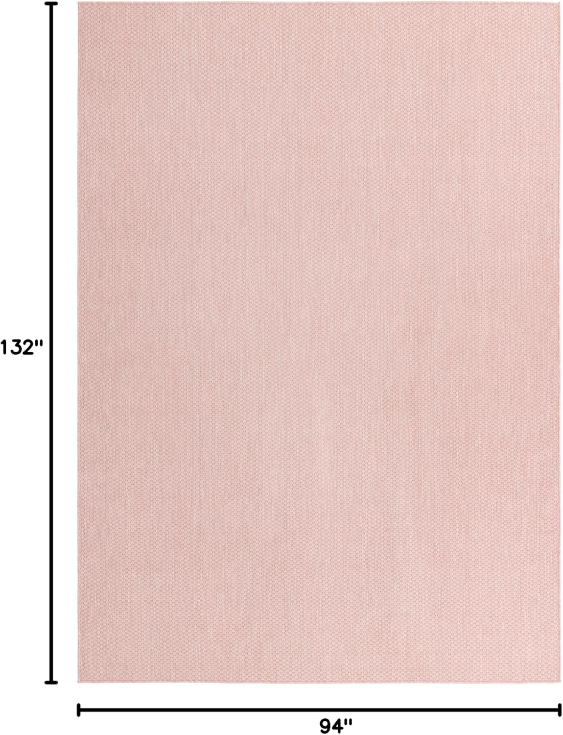 Unique Loom Collection Casual Transitional Solid Heathered Indoor/Outdoor Flatweave Area Rug (7' 10" x 11' Rectangle, Whisper Pink/Ivory)