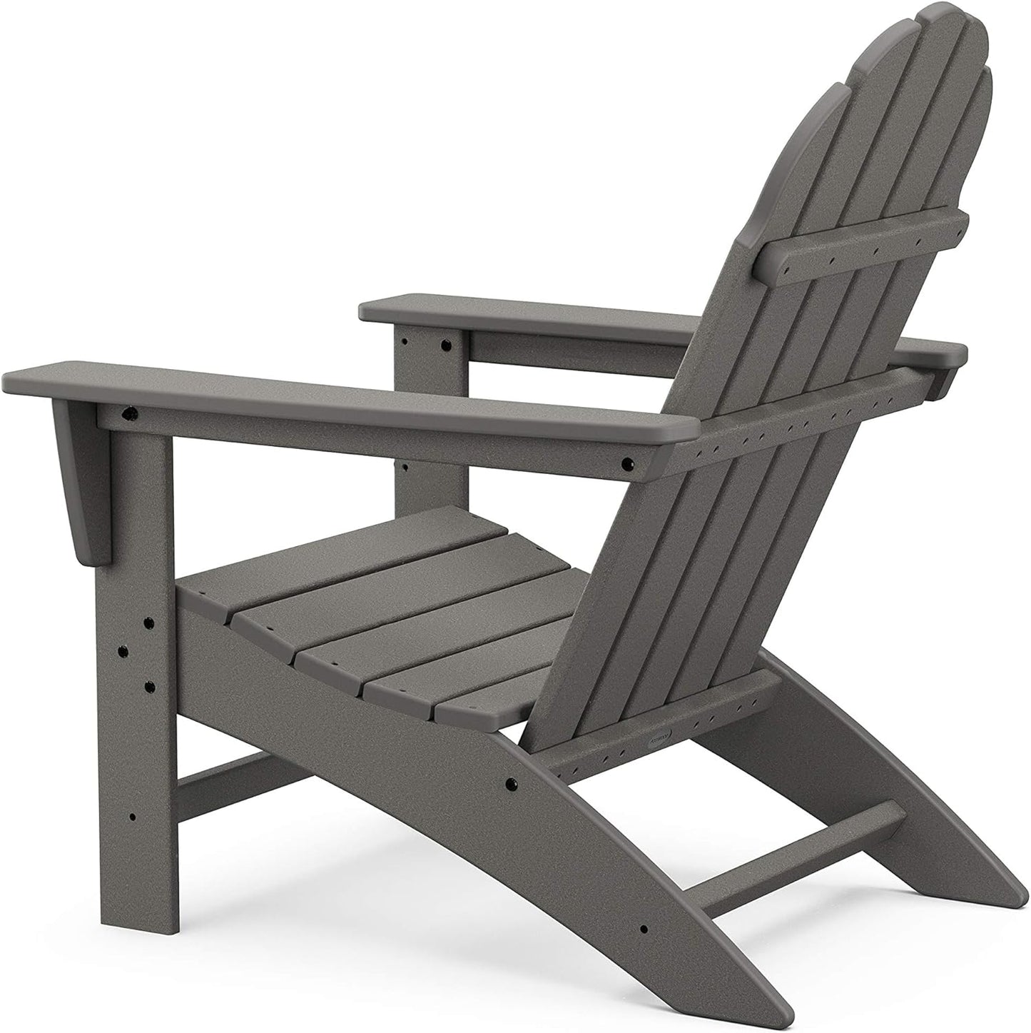 Polywood Vineyard Adirondack Chair - Black HDPE Outdoor Patio Furniture - Classic Design for Deck, Lawn, Garden, Beach, Pool, Fire Pit - Comfortable Wide Armrests