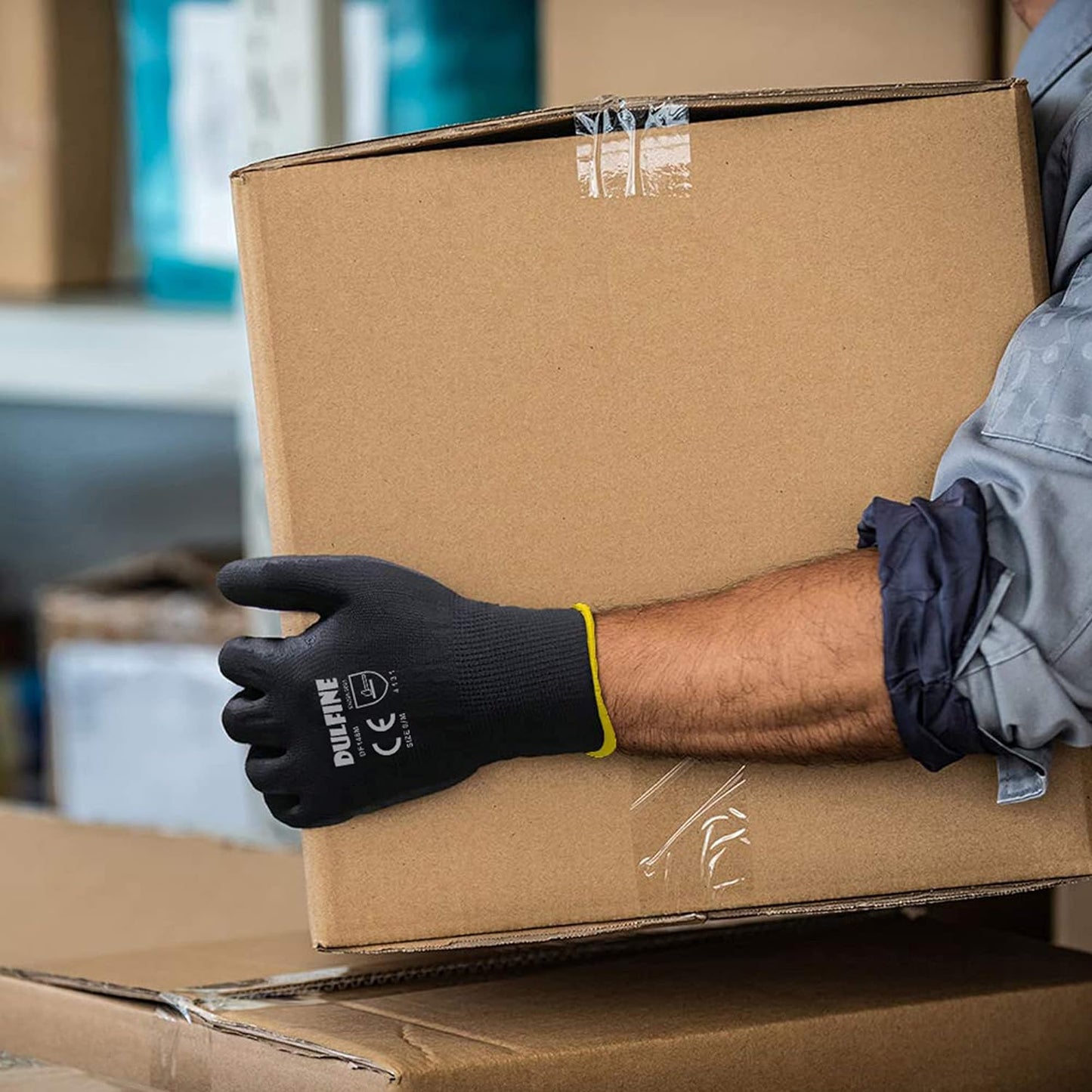 DULFINE Ultra-Thin PU Coated Work Gloves-12 Pairs,Excellent Grip,Nylon Shell Black Polyurethane Coated Safety Work Gloves, Knit Wrist Cuff,Ideal for Light Duty Work. (Extra Large)